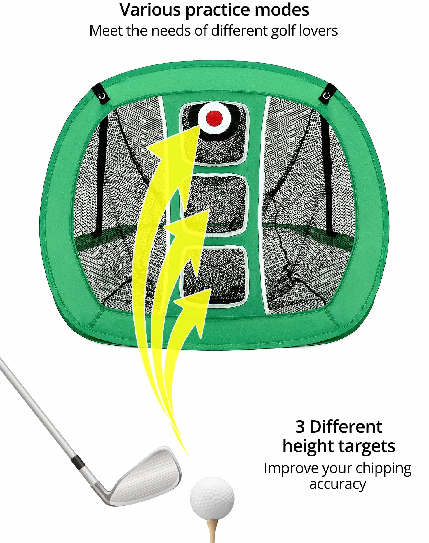Siatka do ćwiczeń golfowych z 2 matami i 12 piłkami treningowymi