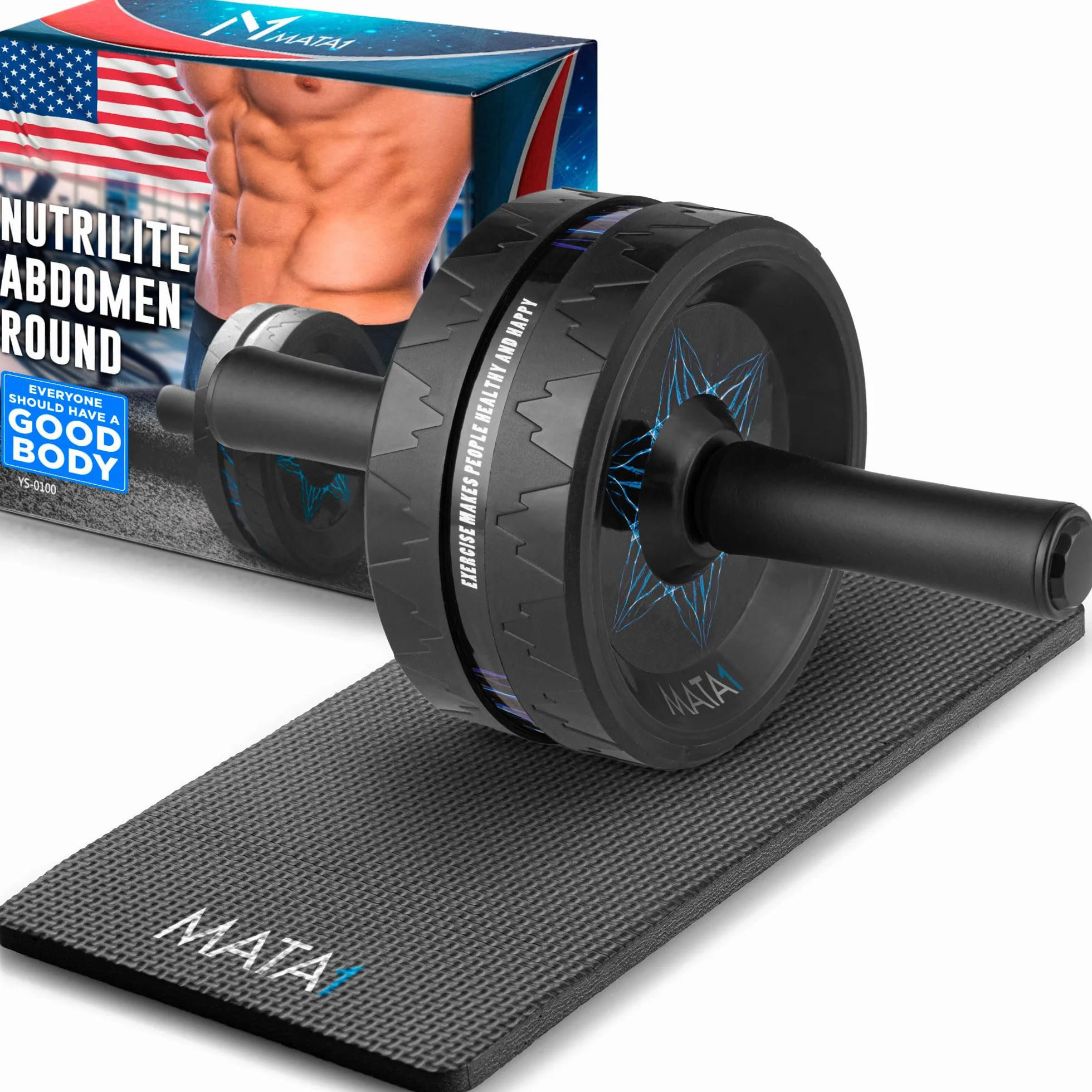 Ab Roller Wheel w/Knee Pad, Abs Workout Machine for Core & Abdominal Strength Training, Exercise Wheels