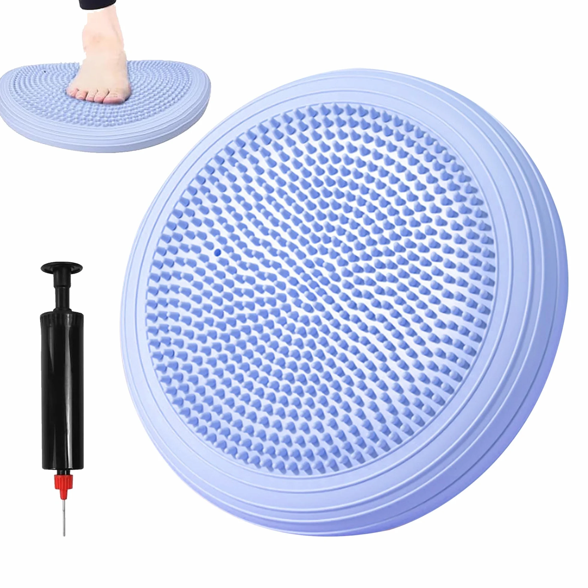 Poduszka balansowa z pompką, średnica 34 cm, nadmuchiwana mata balansowa, mata do masażu z poduszką powietrzną, odpowiednia do ćwiczeń fitness i pilatesu