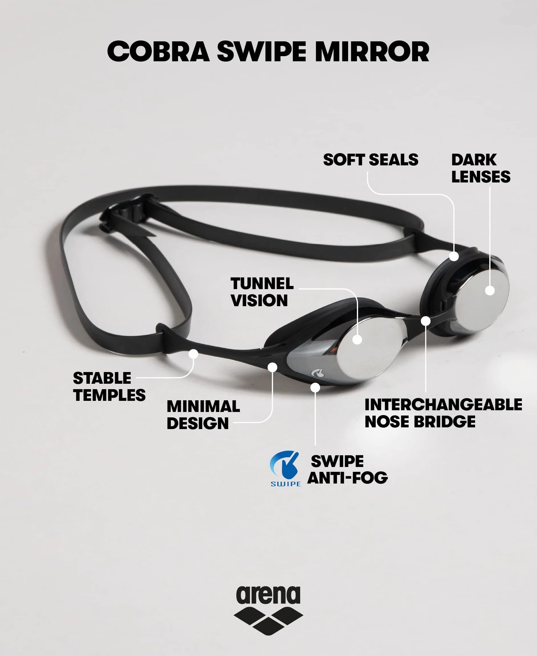 Arena Cobra Swipe Mirror Męskie okulary do pływania niebiesko-srebrne uniwersalny
