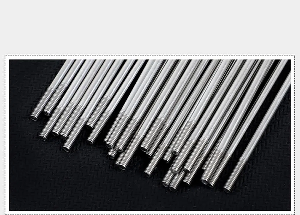 Szprychy rowerowe 13G 2,3 mm ze stali nierdzewnej 304 szprychy rowerowe 65-305 mm, srebrne szprychy koła J z miedzianym smoczkiem do rowerów górskich, rowerów elektrycznych, trójkołowych