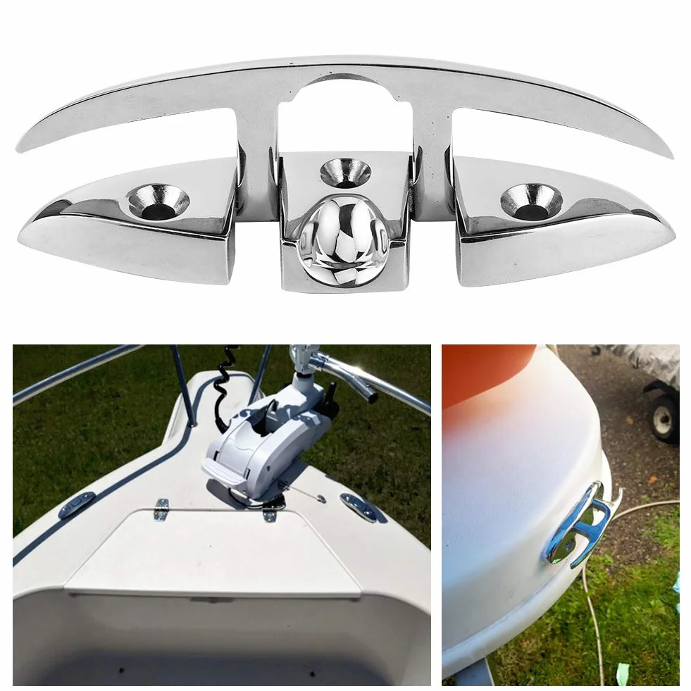 Akozon Knaga Dokująca Składana ze Stali Nierdzewnej 316 5 Cali 130x47 mm Sprzęt do Łodzi