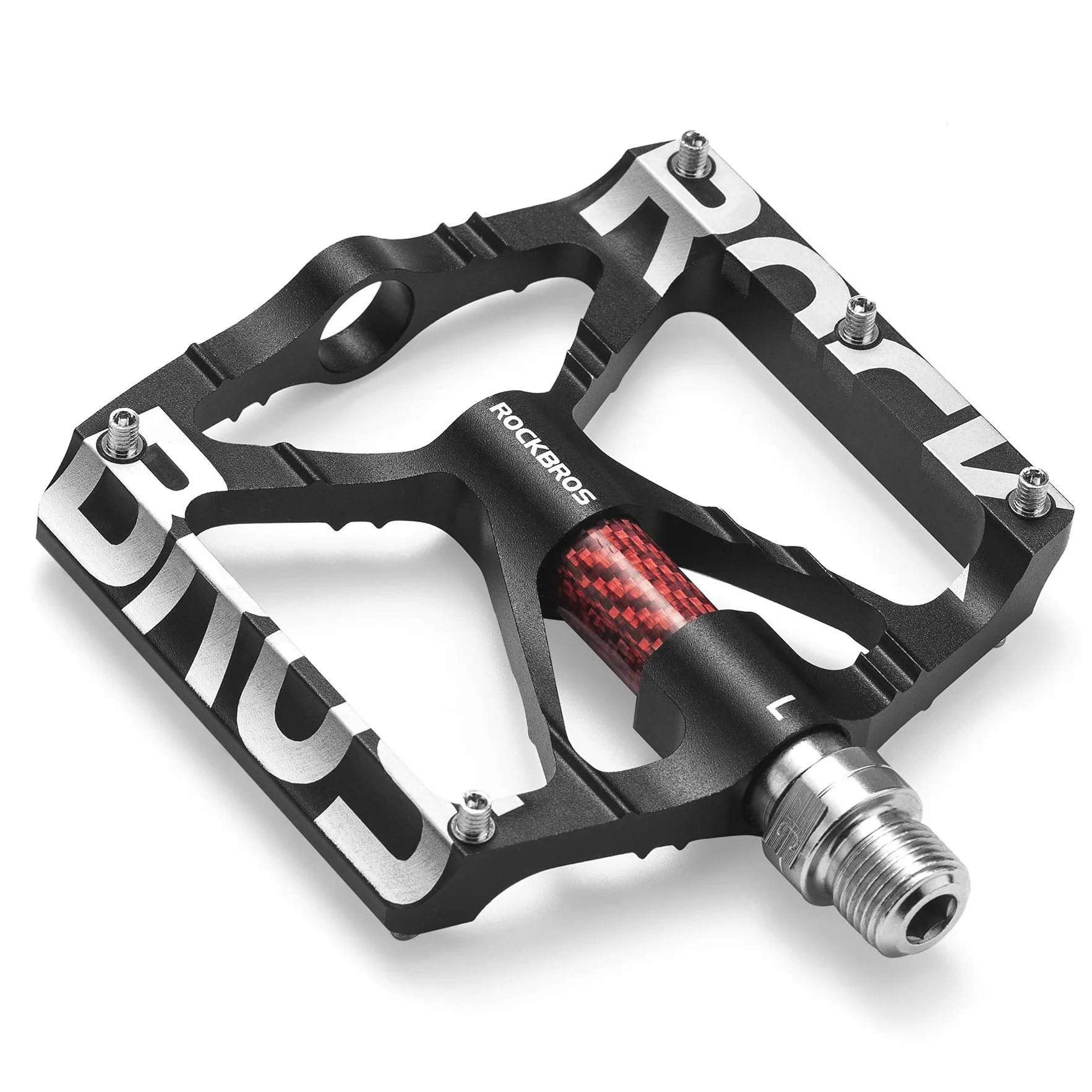 ROCKBROS Pedały Rowerowe 9/16 "Pedały MTB ze Stopu Aluminium z Uszczelnionymi Łożyskami Pedały Antypoślizgowe Czarny/Czerwony