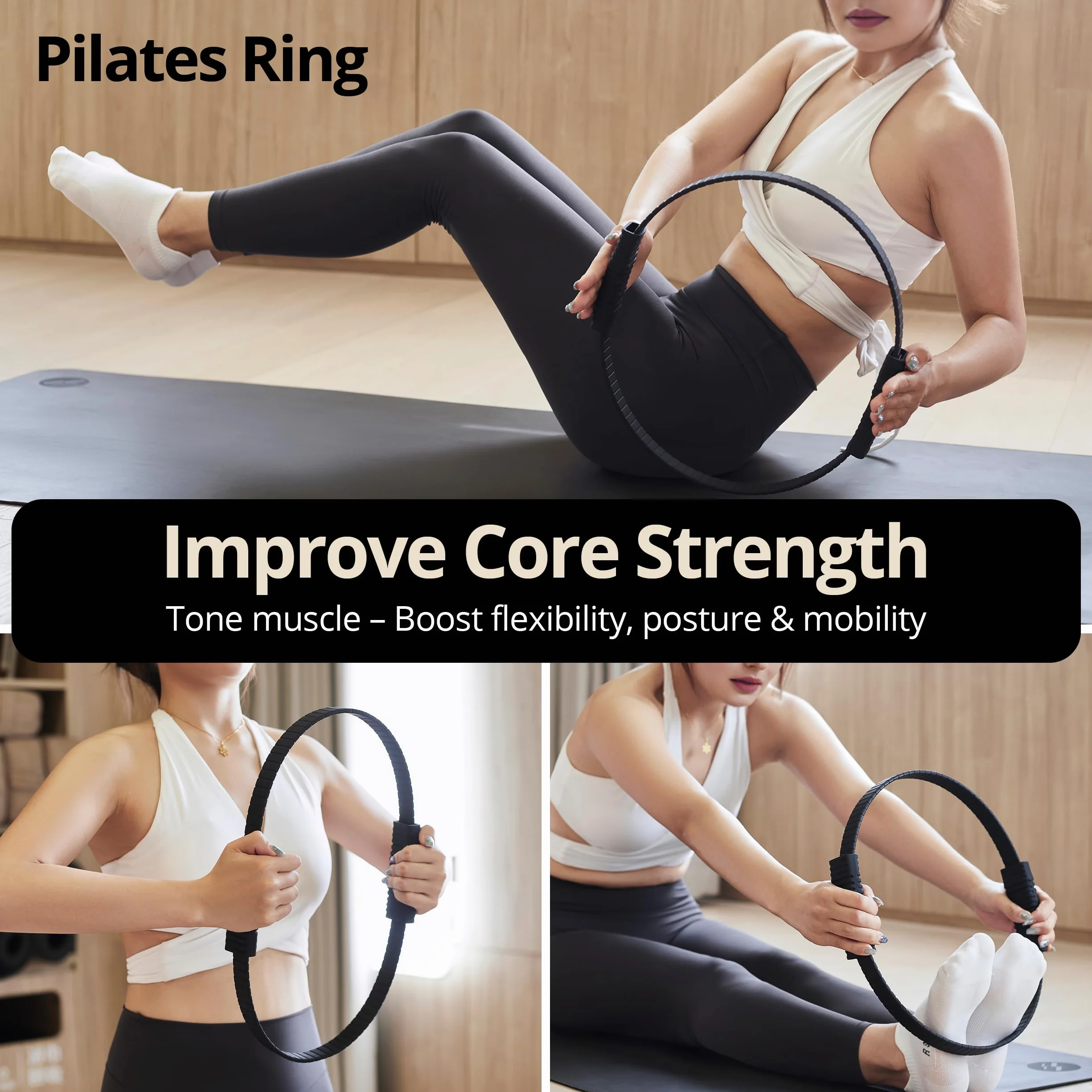 Pilates Hoop 34 cm Magic Circle Build & Fitness do Ud, Ramion, Tułów, Silikon, Włókno Szklane