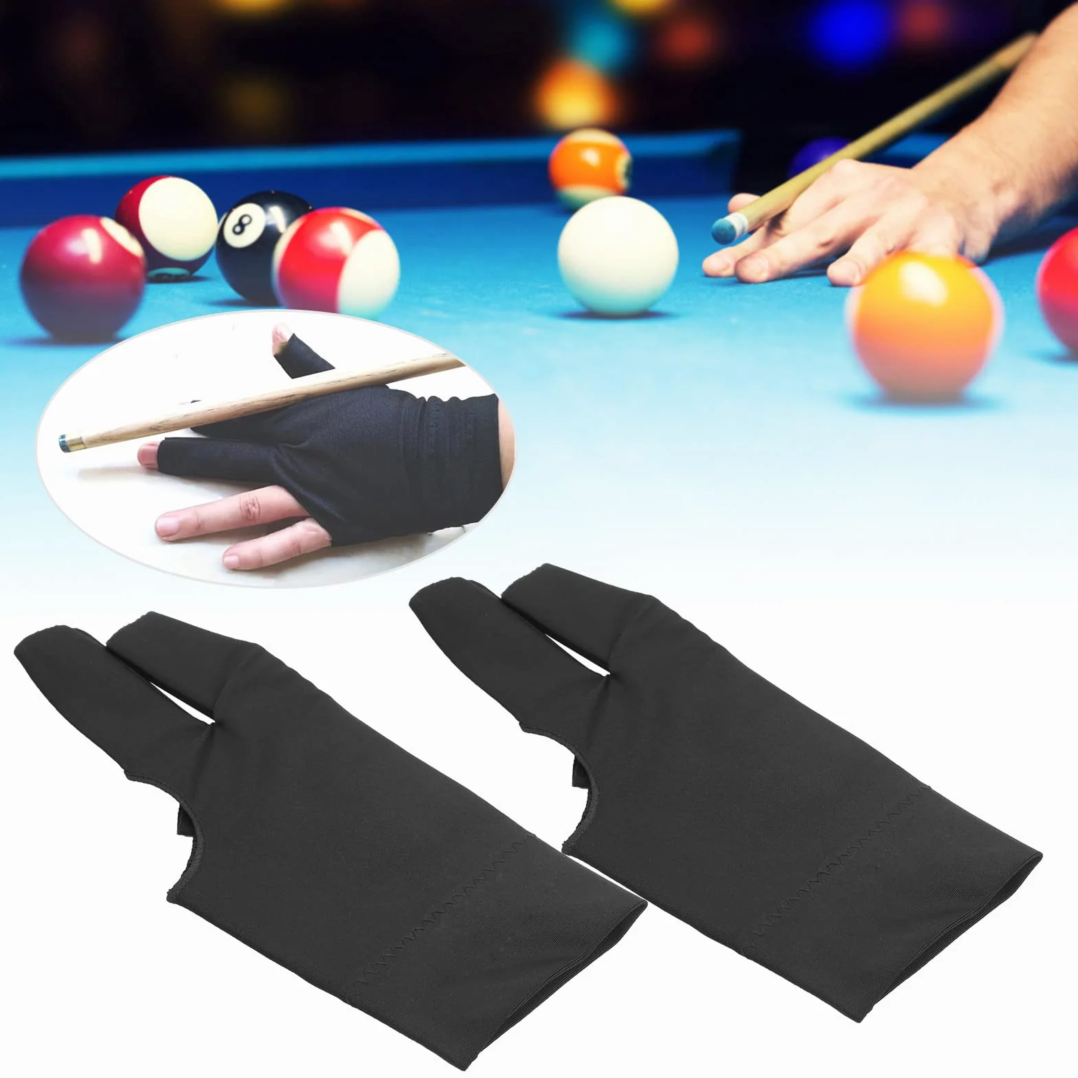 Keenso Rękawiczki do Snooker, 4 sztuki, uniseks, do drzemki, bilard, bilard, rękawiczki, do basenu, po lewej stronie, otwierane trzy rękawiczki