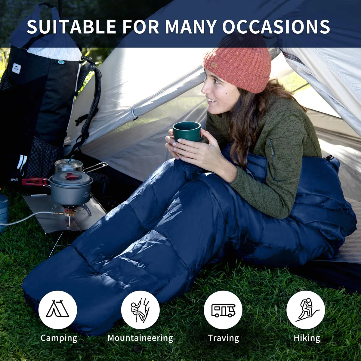 Naturehike Śpiwór dla dorosłych i dzieci, bawełniany śpiwór dla dorosłych i dzieci, 300 g/m², 600 g/m², ultralekki, przenośny, kompaktowy, wodoodporny na cztery pory roku, z torbą kompresyjną