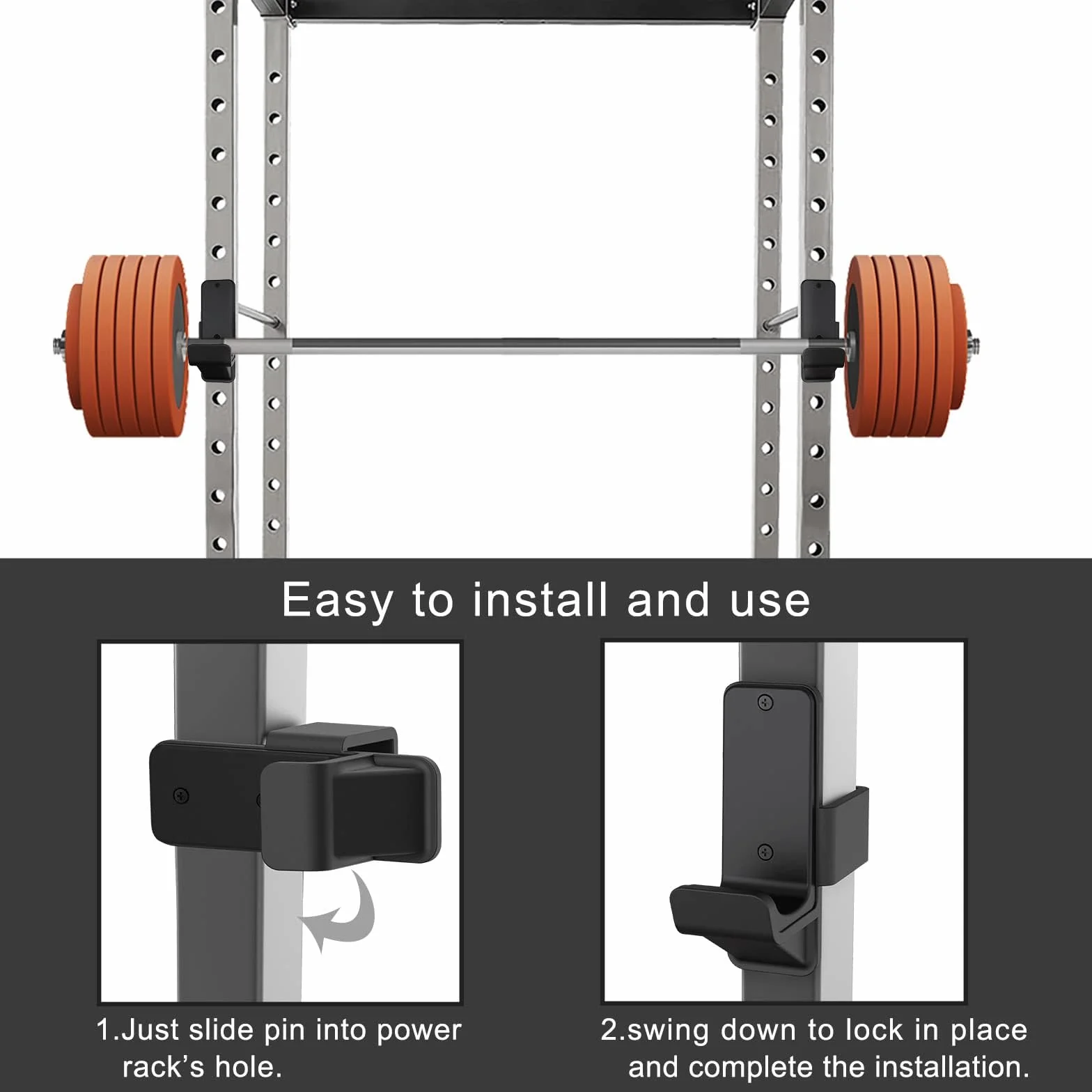 Kipika Haczyki J do stojaka Power Rack 5 cm x 5 cm - dolne wzmocnione stalowe haczyki z gumową podkładką - zestaw 2 szt