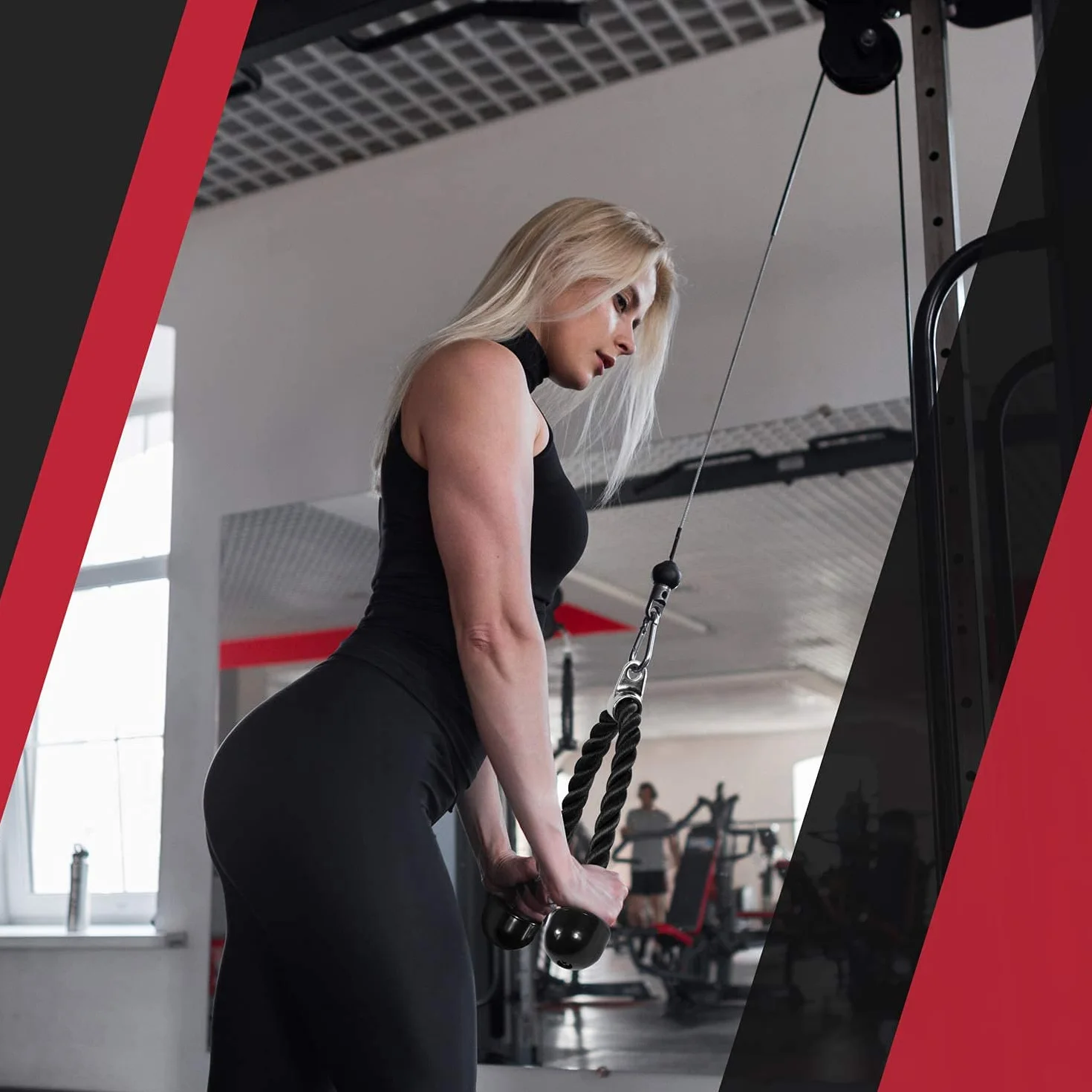 Yes4All Mocowanie linki Tricep 68 cm 91 cm do maszyn do ćwiczeń system koła pasowego