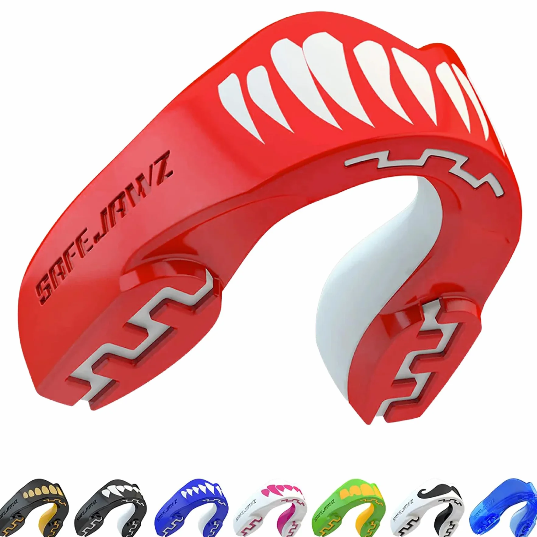 SafeJawz Sportowy ochraniacz na zęby dwuwarstwowa ochrona dla dorosłych i juniorów z etui do boksu, MMA, rugby