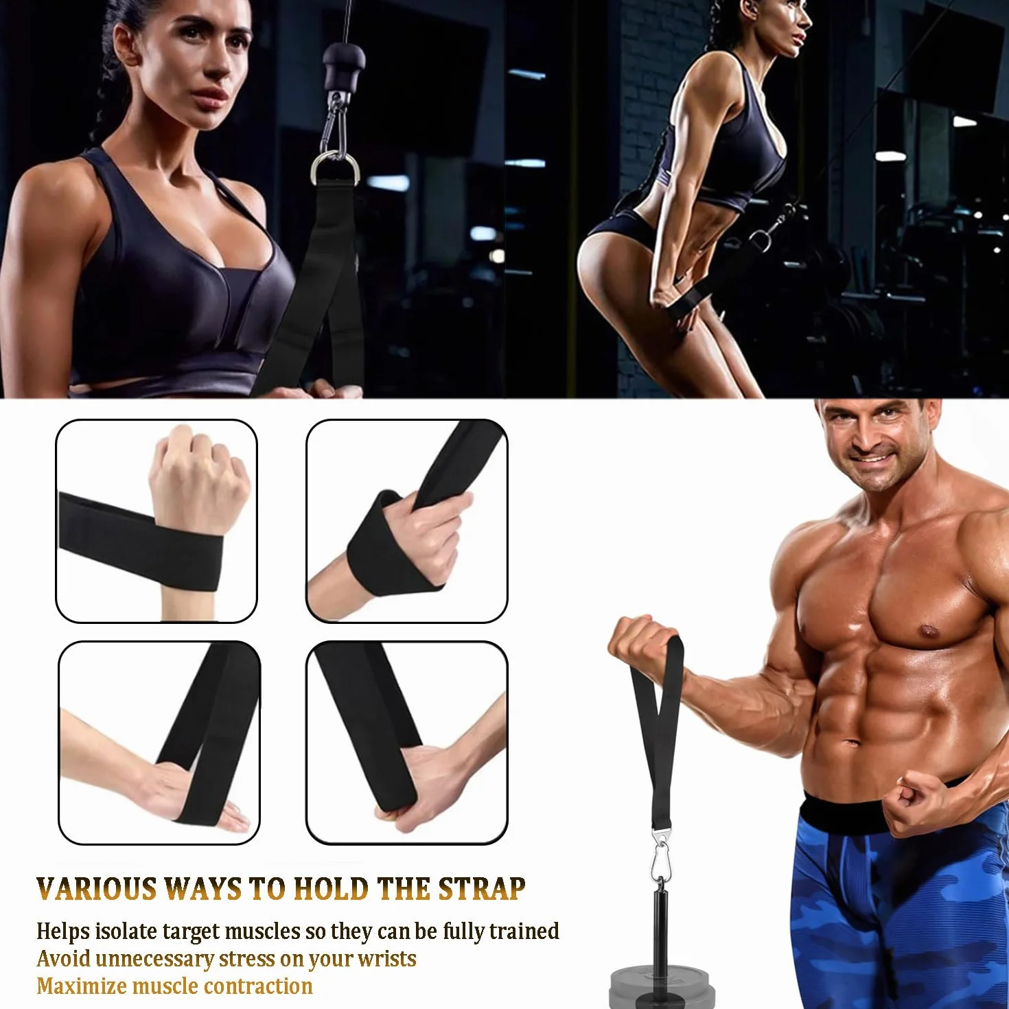 Favuit Linka do mocowania kabla, podciągana lina, regulowana, bardzo długa lina gimnastyczna, tricep, wyciąg kablowy, uchwyty, akcesoria do ćwiczeń bicepsów, tricepsów, ćwiczeń rozciągania (lina