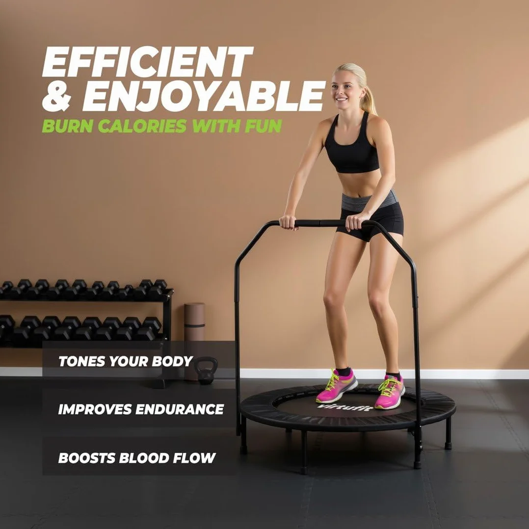 VirtuFit Składana trampolina fitness z uchwytem – czarna – 100 cm