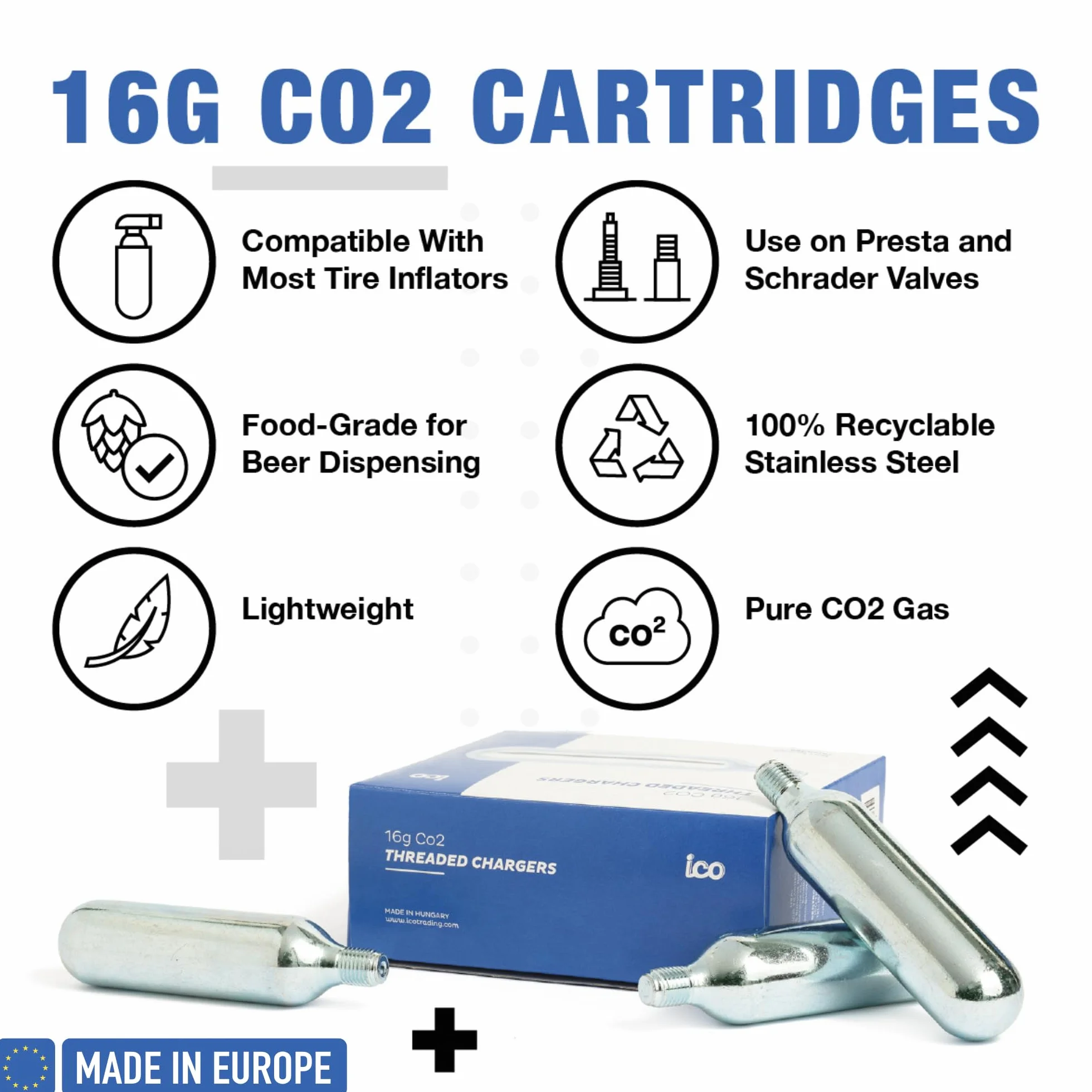 Wkład ICO 2 16 g CO2 kartridże gwintowane do pompy rowerowej CO2