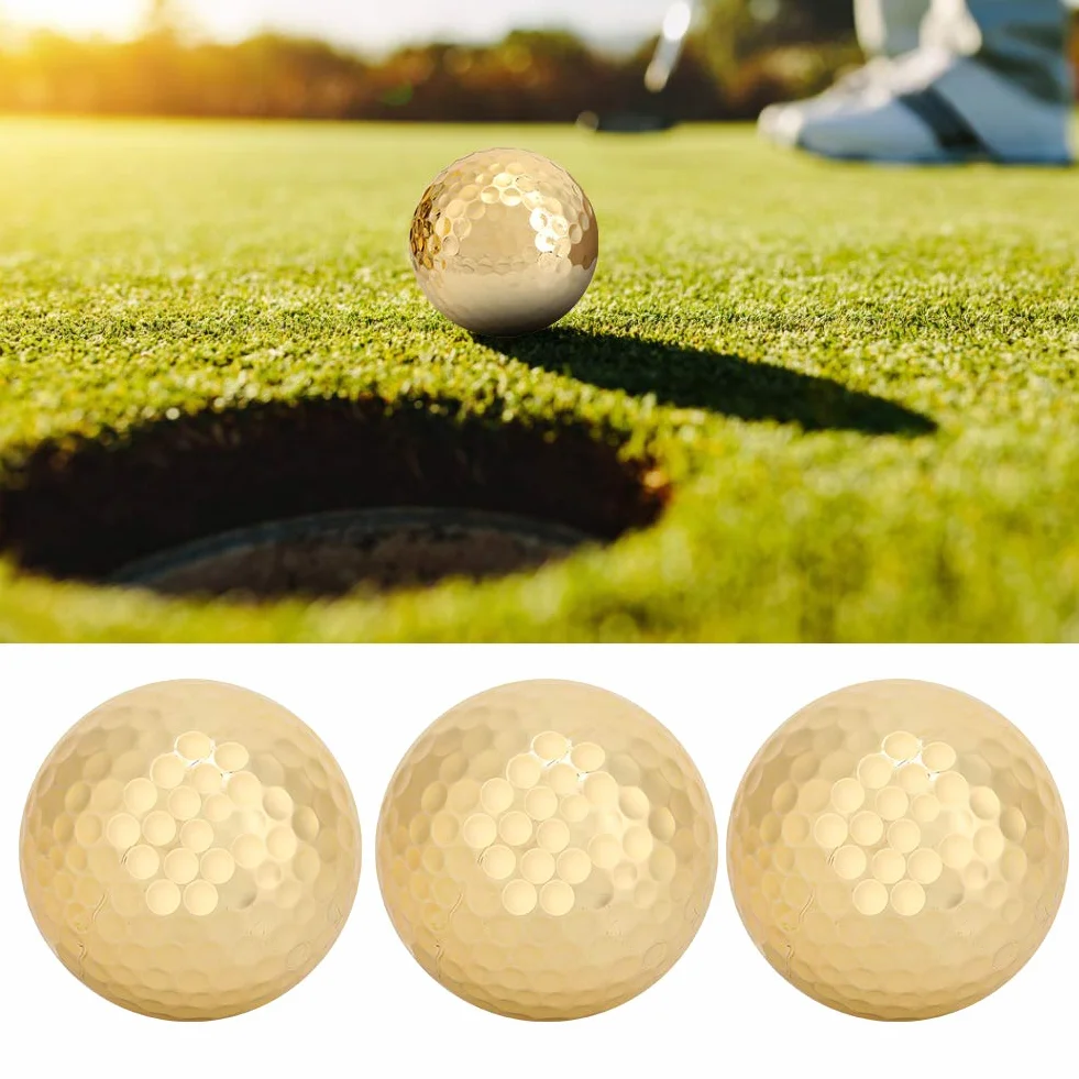 Złote Piłki Golfowe Pozłacane Dwuwarstwowe 4 szt. Akcesoria Golfowe