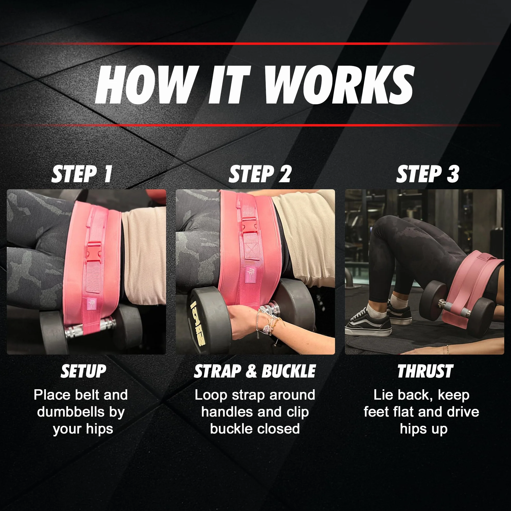 Pas obciążeniowy na biodra do mocowania hantli, do ćwiczeń hip thrust, pośladków, pompek