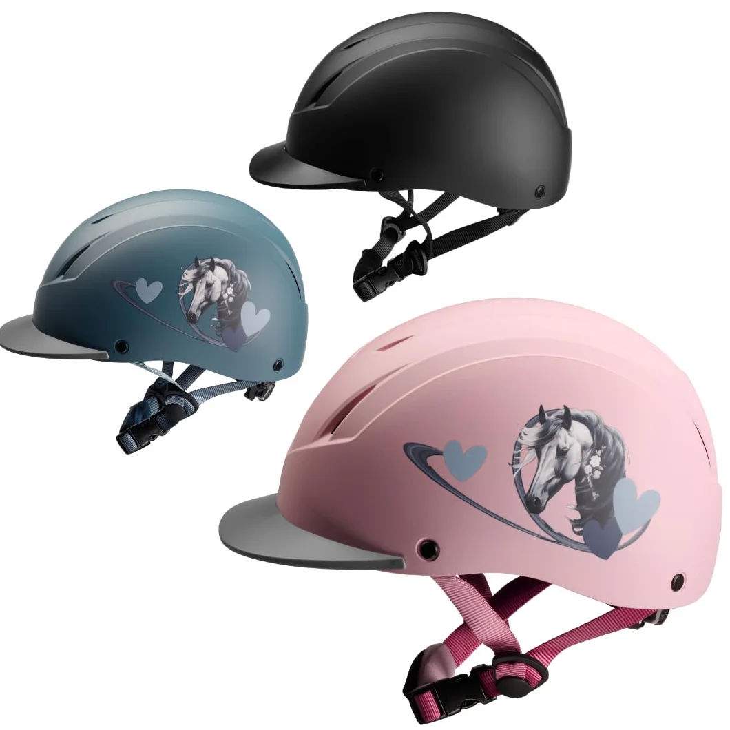 PFIFF 103119 Kask jeździecki ProtectionX dziecięcy regulowany rozmiar 48-52 cm XS 52-56 cm S niebieski czarny różowy