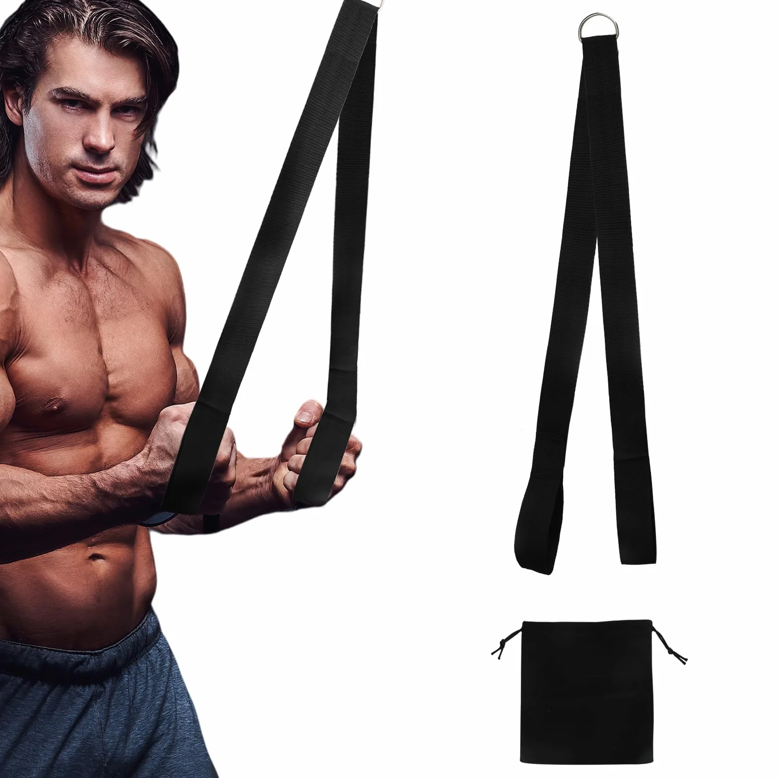 APOMOONS Linka do tricepsa z torbą do przechowywania, urządzenie do treningu tricepsa na kablu, linka fitness do treningu siłowego w siłowni, sprzęt fitness do treningu tricepsa dla domu (czarny)