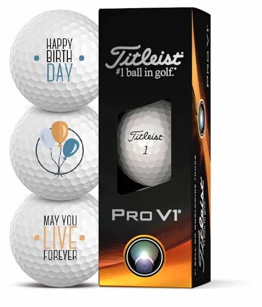 Titleist Piłki golfowe Pro V1 zestaw 3 sztuk Happy Birthday prezent dla golfistów