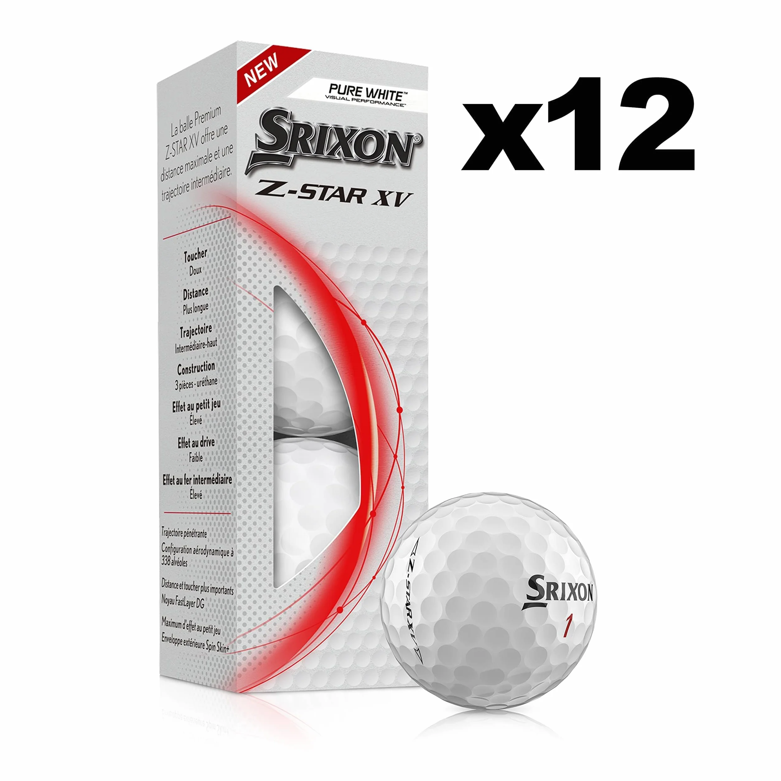 Srixon Z Star XV 8, tuzin piłek golfowych premium, poziom wycieczek, wydajność, uretan, 4 sztuki, akcesoria golfowe premium i golf