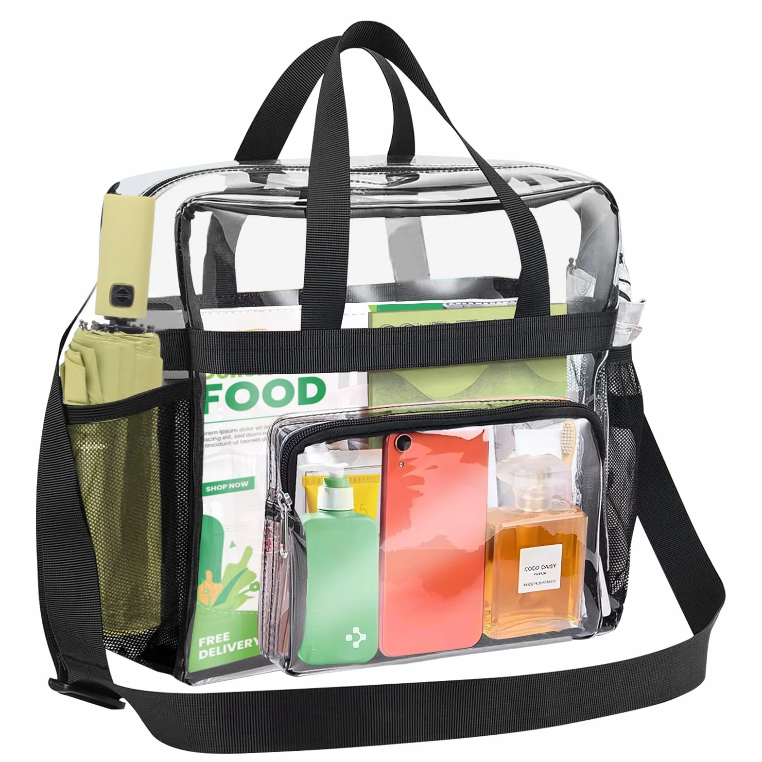 Przezroczysta torba PVC 31x30x15 cm na siłownię do biblioteki