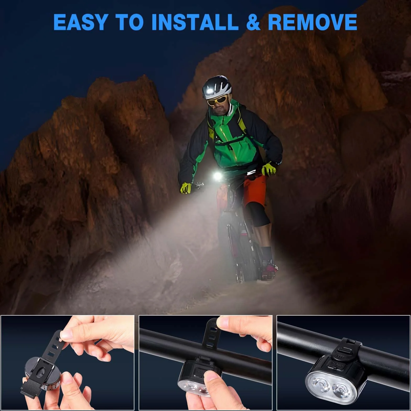 Blendura Światła rowerowe LED, 4 + 6 trybów światła rowerowego z przodu i z tyłu, IPX4, światło rowerowe USB z możliwością ładowania, nadaje się do różnych rowerów