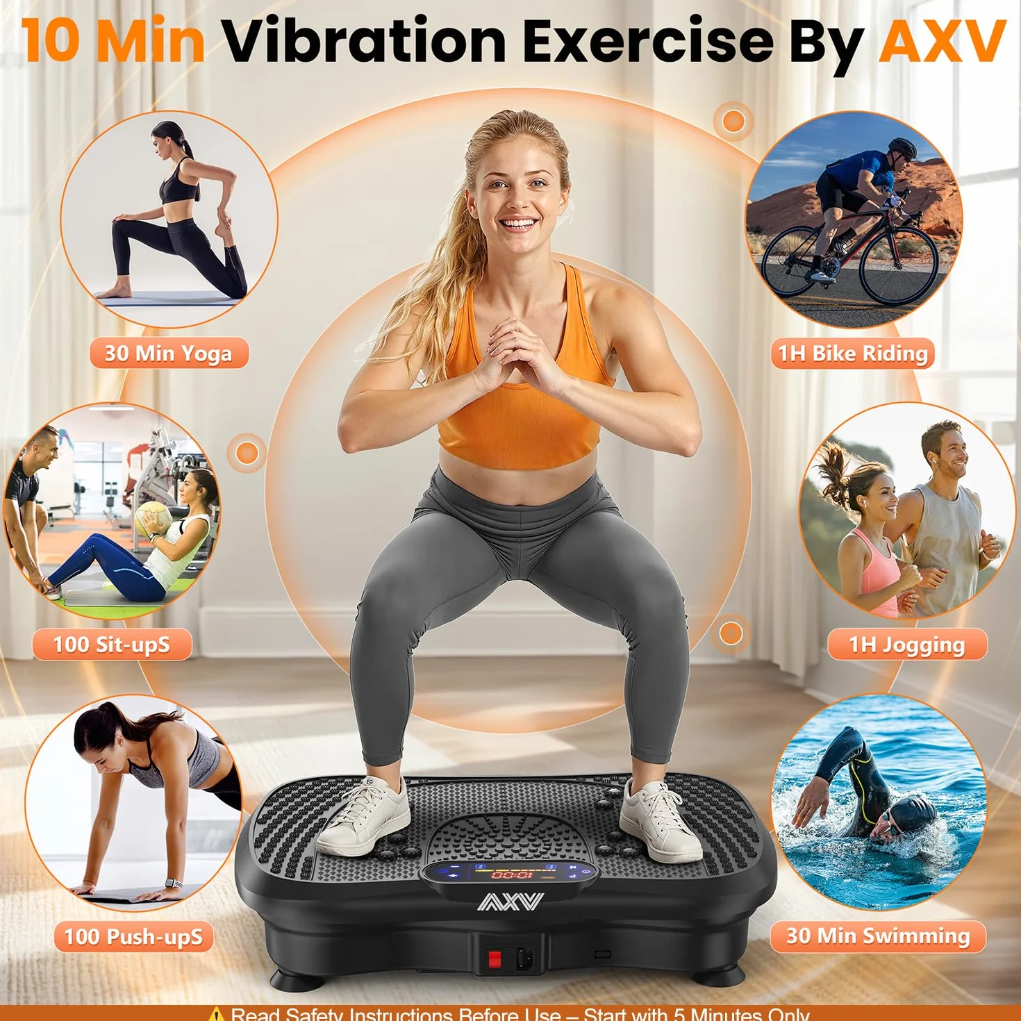 AXV Vibration Plate Exercise Machine Whole Body Workout Vibrate Fitness Platform Lymphatic Drainage Machine for Weight Loss Shaping Toning Wellness Home Gyms Workout
