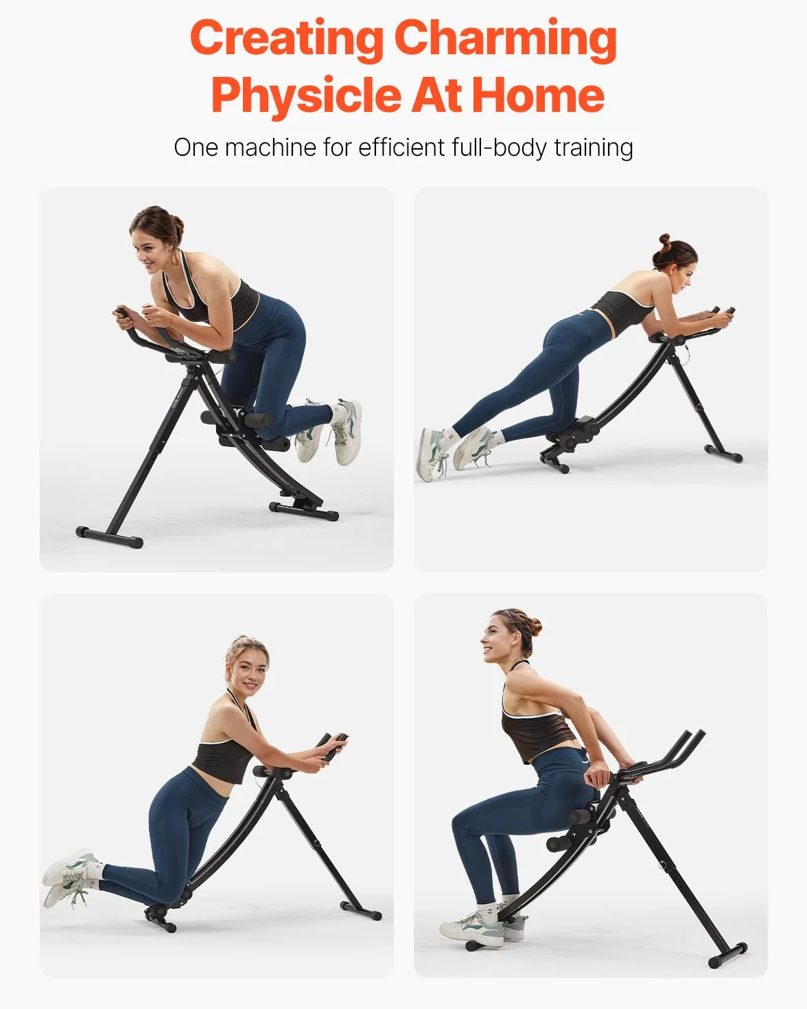 VEVOR Urządzenie do treningu mięśni brzucha, urządzenie do treningu mięśni brzucha, maszyna AB, do studia fitness, 200 kg, trener mięśni brzucha, trening siłowy, składany, regulowany sprzęt fitness,