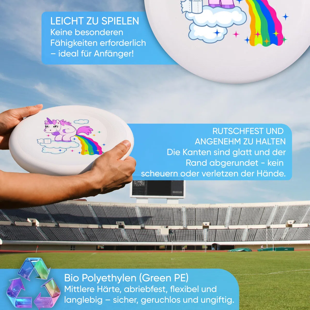 Eurodisc 175 g 4.0 Ultimate bio-tworzywo sztuczne Frisbee Unicorn (Clouds Weiss)