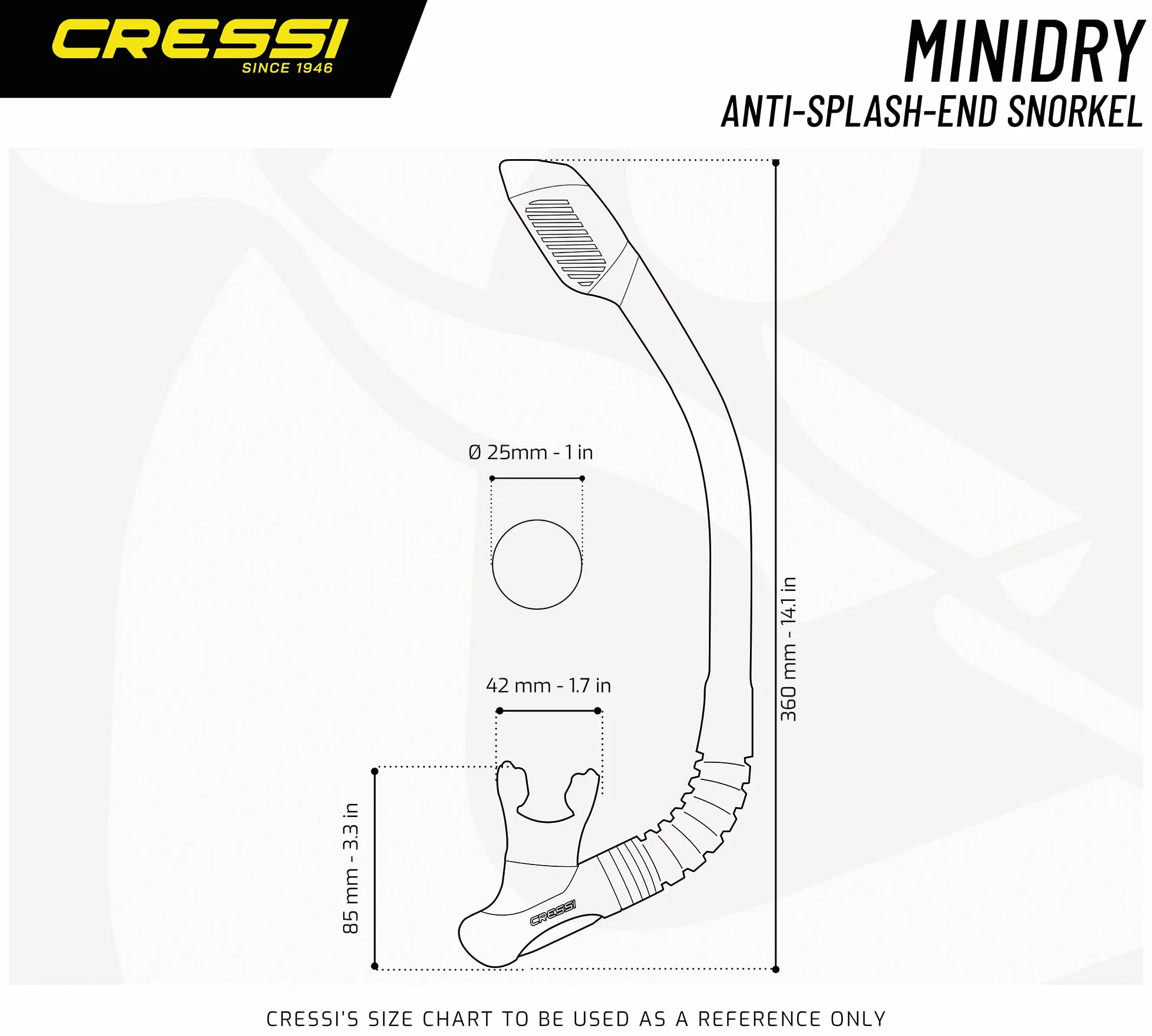 Cressi Minidry Snorkel - Unisex Youth Snorkel Tube dla dzieci i nastolatków