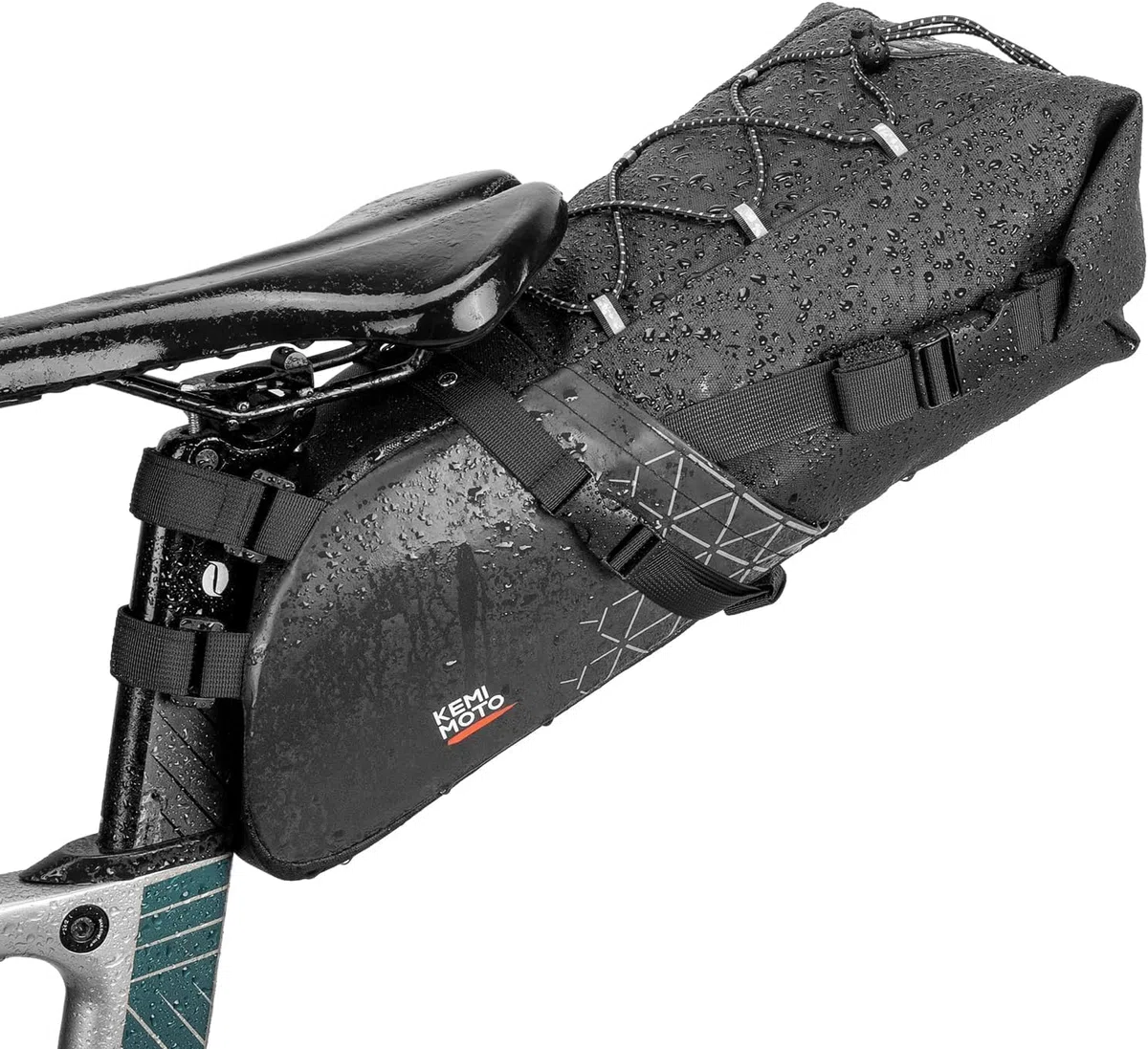 KEMIMOTO Torba podsiodłowa na rower 11 l, 100% wodoszczelna torba na siodełko rowerowe, torba do siedzenia na rower wyścigowy, torba podsiodłowa do rowerów elektrycznych i MTB, z paskiem mocującym do