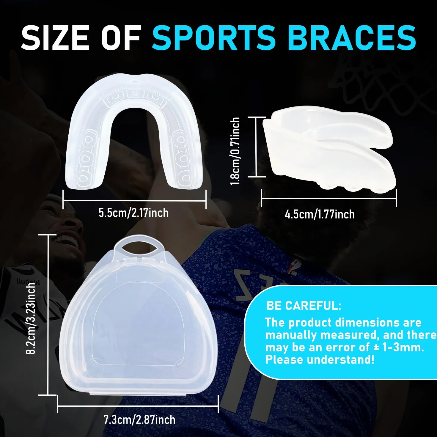 2 sztuki Unisex Ochraniacze Na Usta, Formowane Ochraniacze Na Usta, Do Wszystkich Sportu Kontaktowego, W tym Rugby, MMA, Kickboxing Martial Arts, Judo, Hokej i Boks (Przezroczysty)