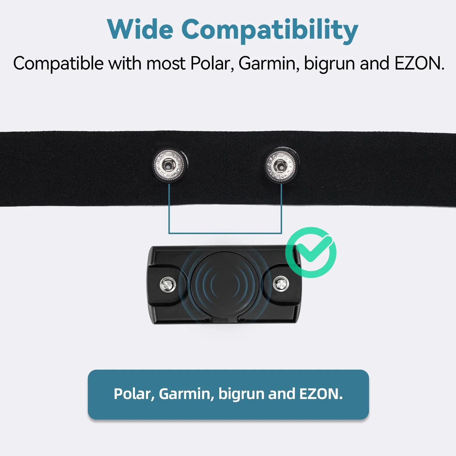CYCPLUS Pasek na pierś do czujników tętna Bluetooth ANT+ 70–105 cm Kompatybilny z Garmin Wahoo Polar Bryton