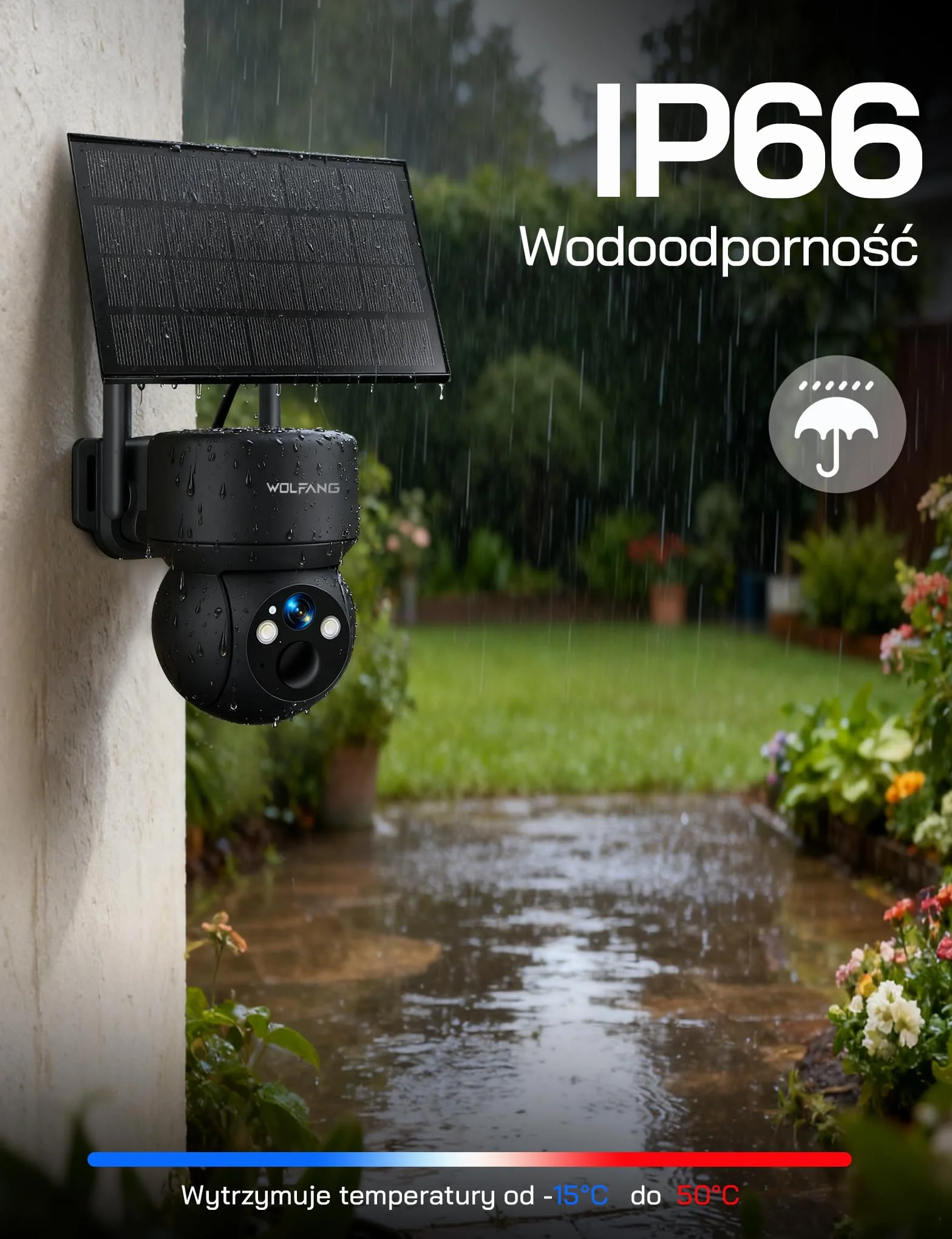 WOLFANG Kamera przyrodnicza 4G LTE zasilana energią słoneczną 2,5K wideo na żywo regulacja nachylenia 355° zdalna 90° noktowizor
