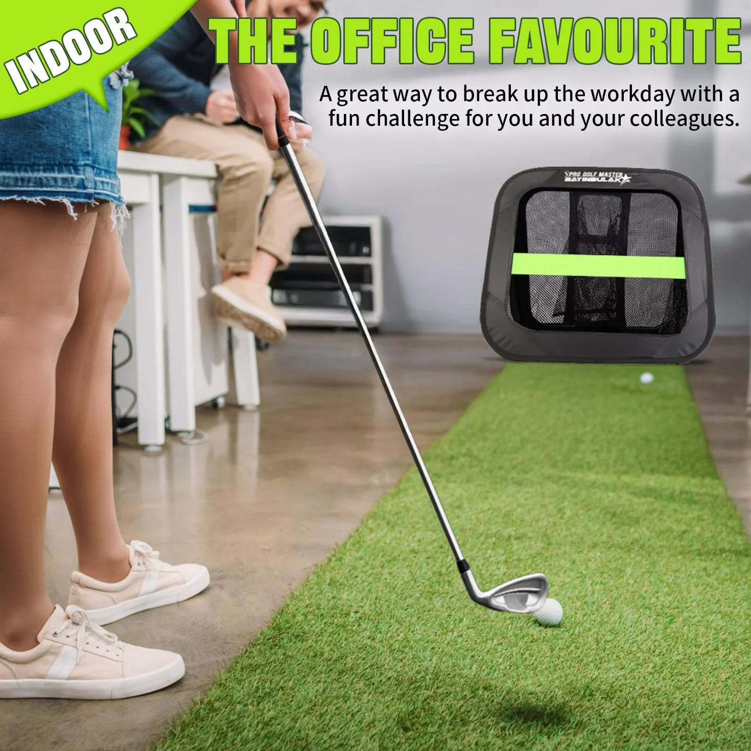 BAYINBULAK 2 w 1 Golf Chipping Practice Net Backyard Driving 2,5'×2.5' Akcesoria golfowe dla mężczyzn Prezent, 1 opakowanie