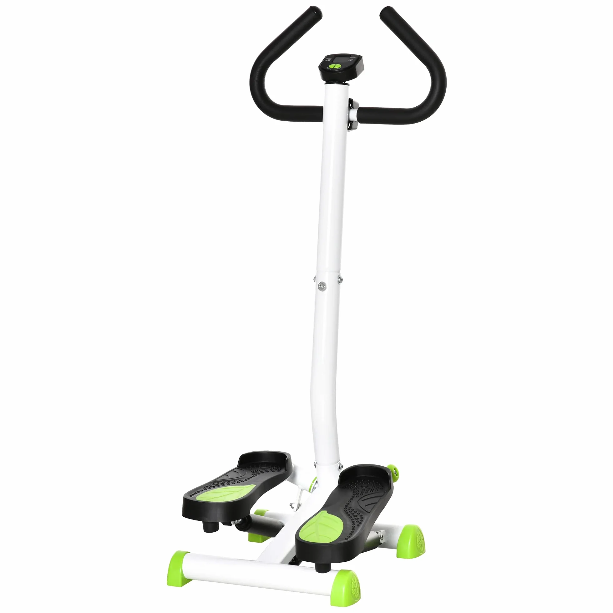 HOMCOM Stepper z Kierownicą Stepper Fitness Apartament LCD Ekran Regulowany opór Ćwiczenia Biodra Nogi Pęcherzyków dla Stali Domowej