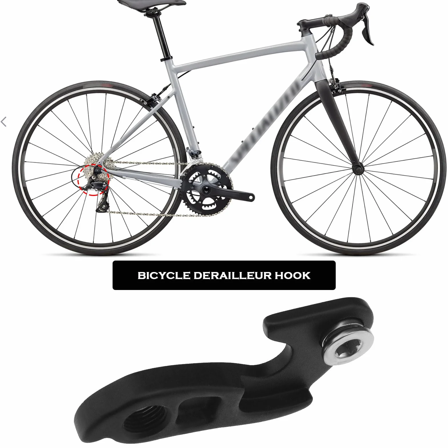 Metalowy hak przerzutki tylnej do roweru czarny kompatybilny z Specialized Allez Crux Dolce
