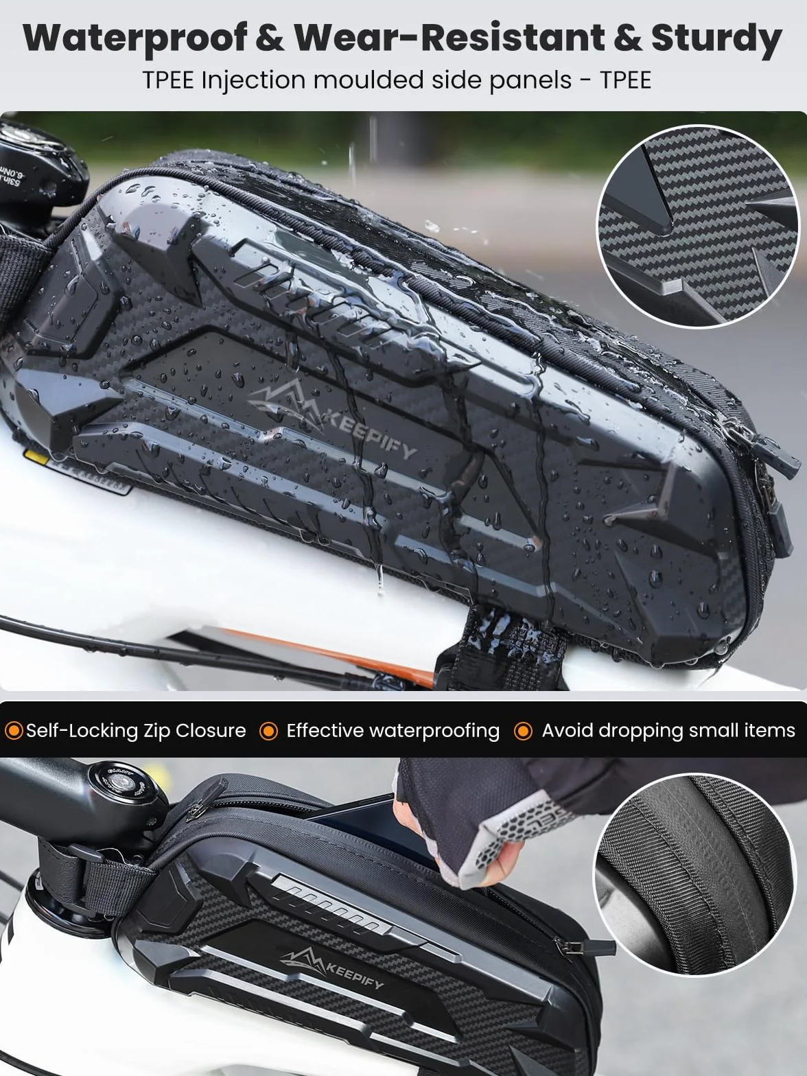 Ultra-podpierająca torba rowerowa, wodoszczelna torba na ramę roweru, nowa, samozamykająca się torba na górną rurę roweru z zamkiem błyskawicznym, torba na ramę do rowerów szosowych, górskich i