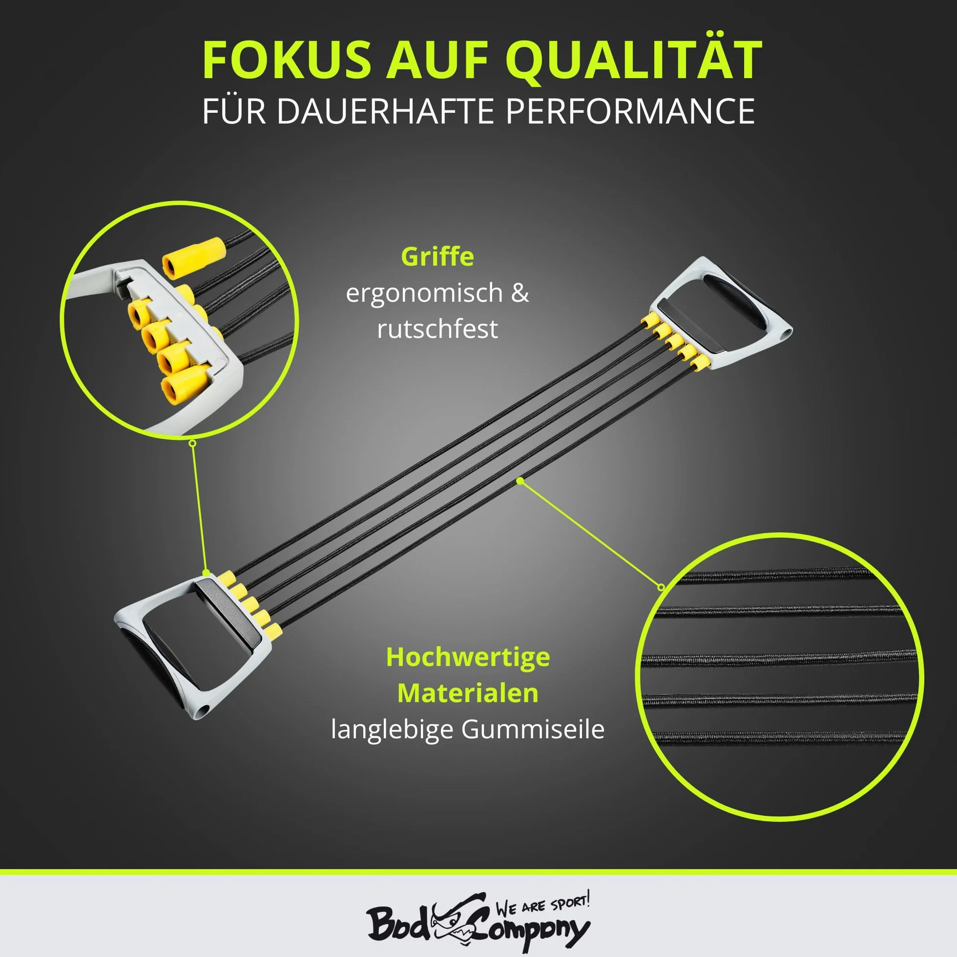 Bad Company Chest Expander I 5-stopniowa regulacja oporu taśmy oporowe z uchwytami I taśmy fitness do treningu domowego