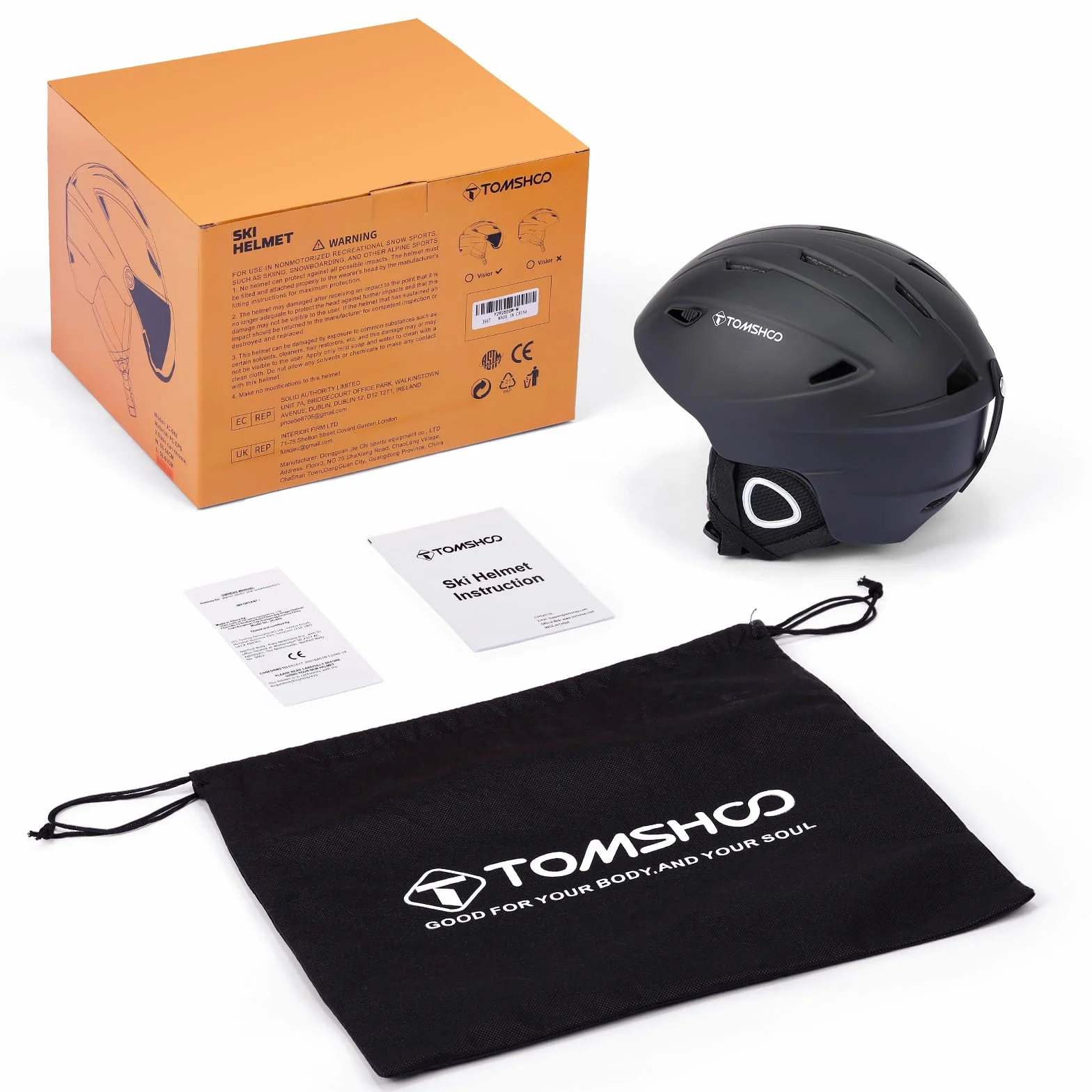 TOMSHOO Kask narciarski dla mężczyzn i kobiet, kask narciarski z wizjerem, kask narciarski unisex dla dorosłych