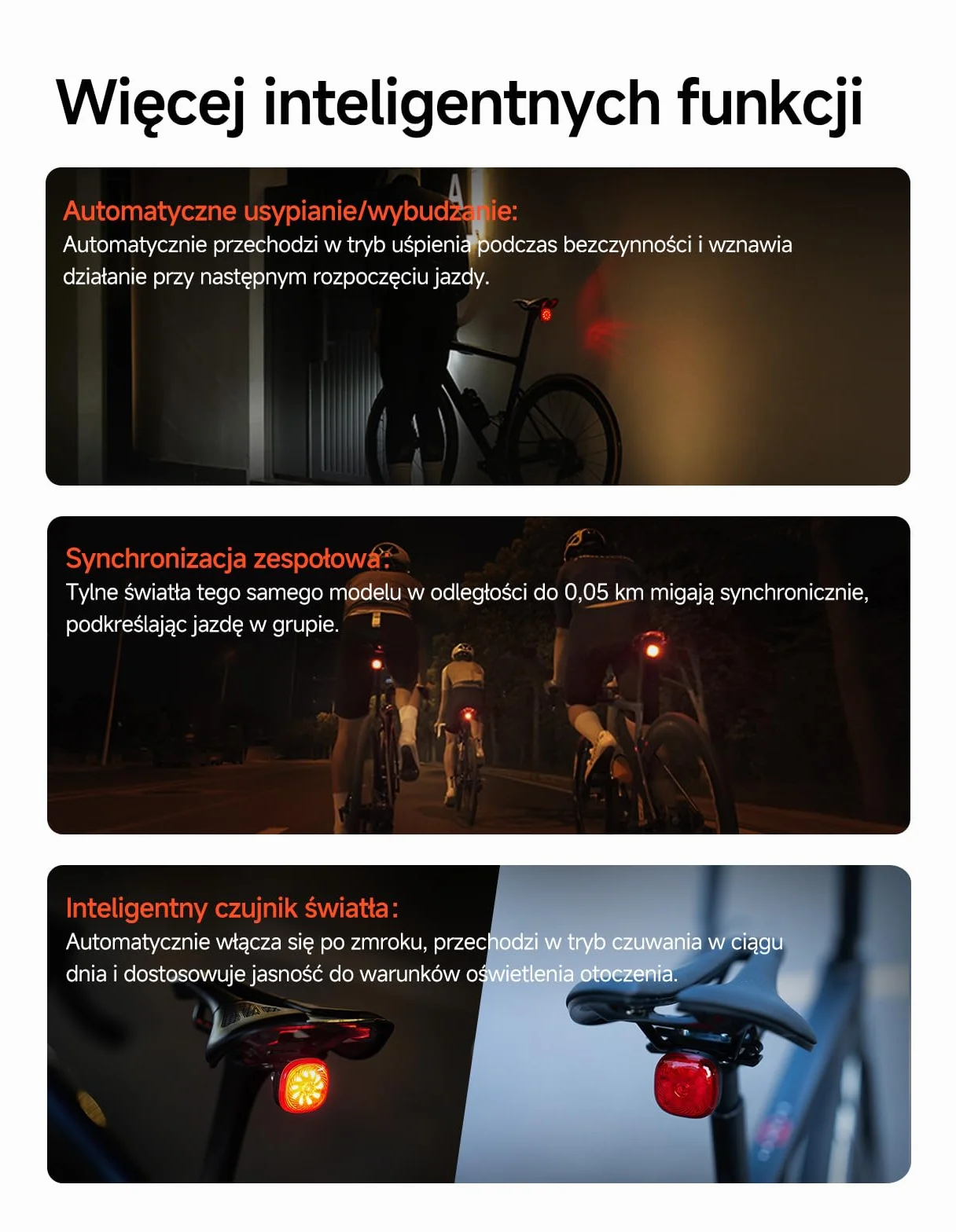 iGPSPORT TL50 Tylne Światło Rowerowe, Ładowanie USB-C, z Czujnikiem Hamowania, Widoczność Do 1,2 km, 6 Trybów Światła