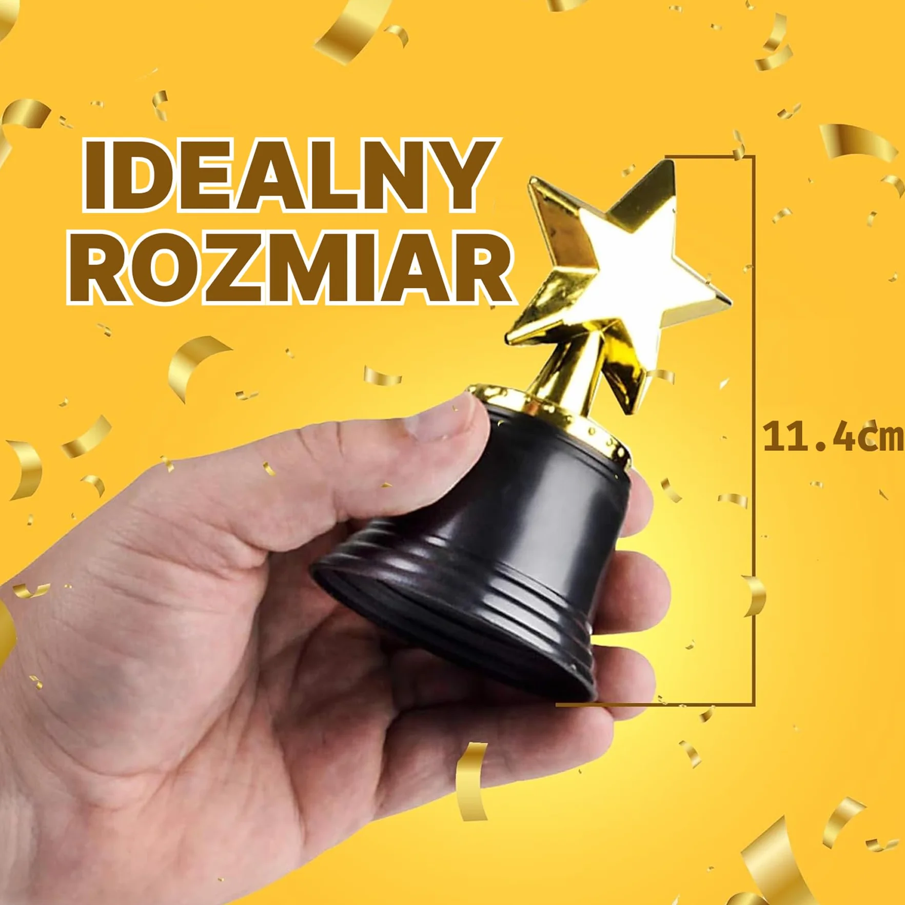 Nagroda Bedwina Star Trophy – pakiet 12 szt., złote trofea 11,4 cm dla dzieci i dorosłych, na konkursy, wydarzenia sportowe, dekoracje imprez, upominki dla nauczycieli i gości