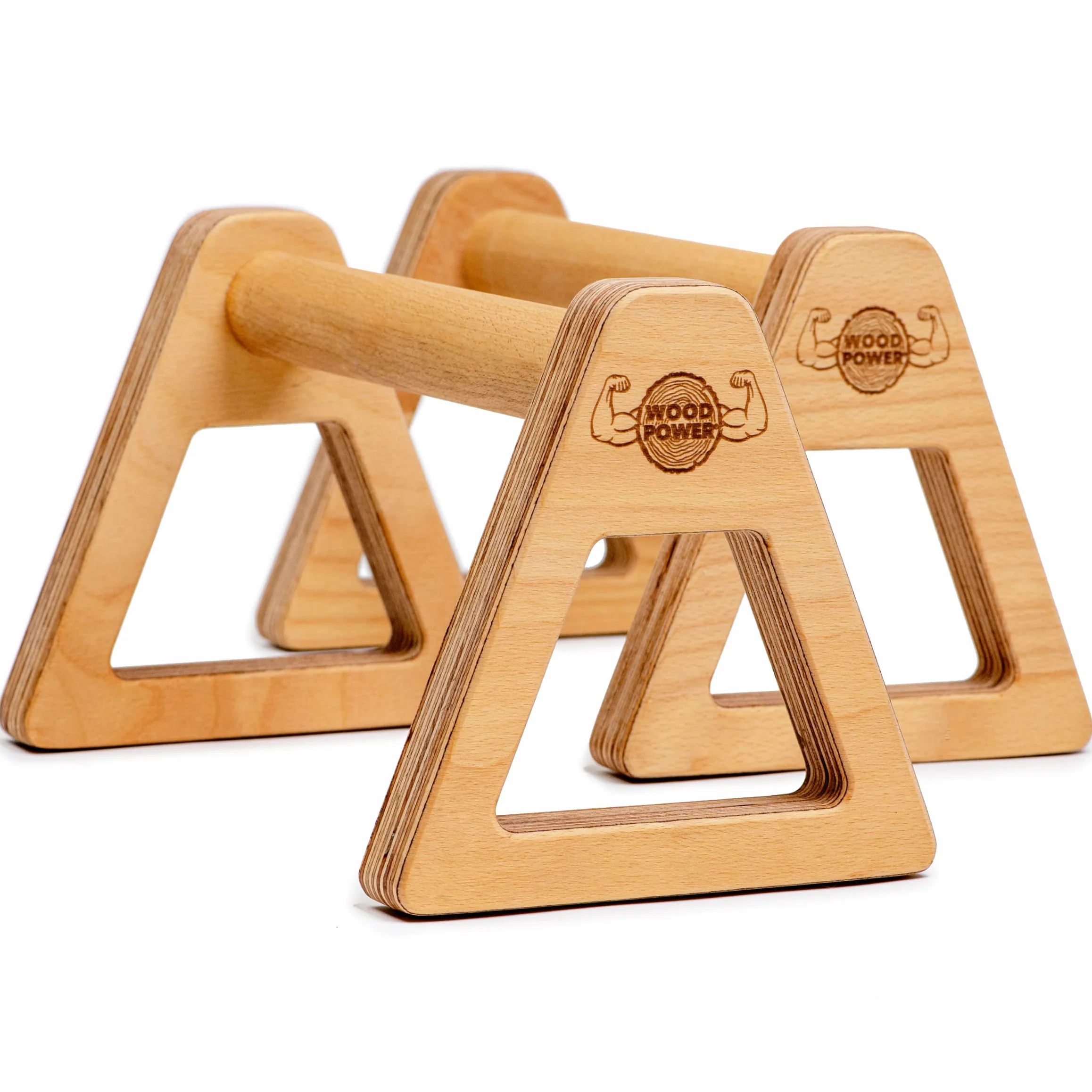 WOODPOWER® PowerBars drewniane paralety, chroniące stawy uchwyty do pompek, antypoślizgowe sztabki na dłonie, do użytku wewnątrz i na zewnątrz, kalistenika i joga