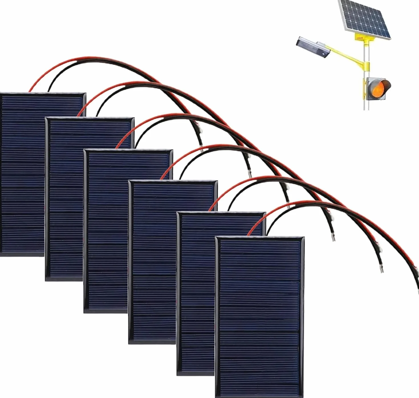 6 sztuk 62 x 36 mm Micro Mini Panele Słoneczne, 3V 0,27W 90mA Przenośny Polikrystaliczny krzem Panel Słoneczny, Panel fotowoltaiczny do domu DIY Projekty naukowe Ładowarka