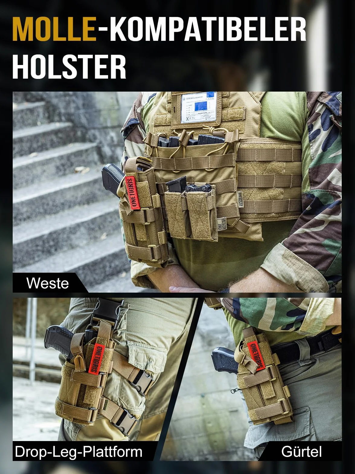 OneTigris 1000D nylonowa kabura na pistolet Molle kabura na pistolet
