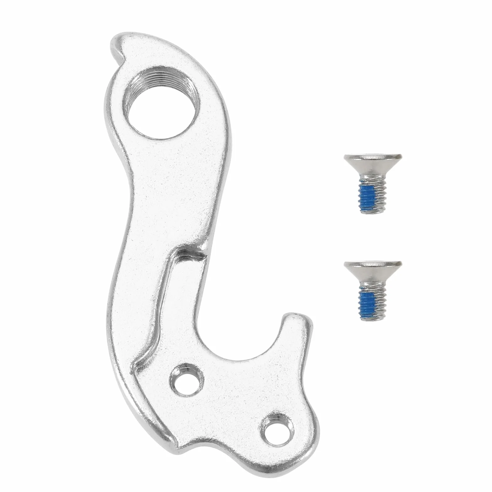 Hak przerzutki rowerowej GH-085 Haczyk przerzutki Rowerowy tylny haczyk stop aluminium z 2 śrubami kompatybilny z Marwi kompatybilny z kołem Cube, srebrny
