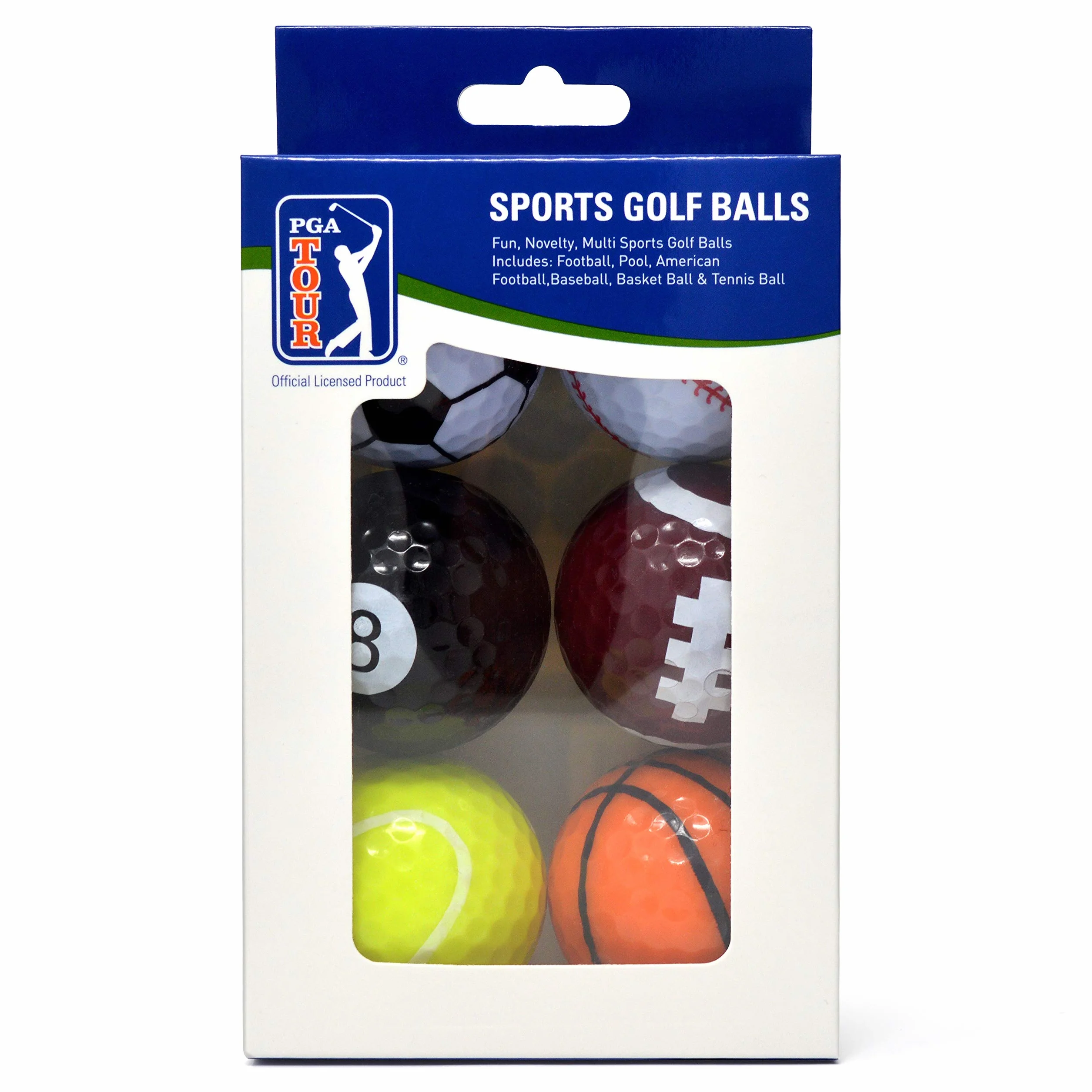 PGA TOUR zabawne sportowe piłki golfowe (zestaw 6 sztuk), unisex, wielokolorowe