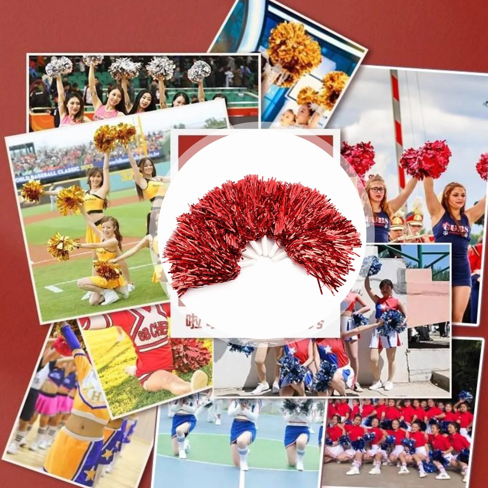 Cheerleading Poms, 7 kolorów 6 sztuk Cheerleading Pom Poms Party Dance Akcesoria Sportowe pompony Cheer