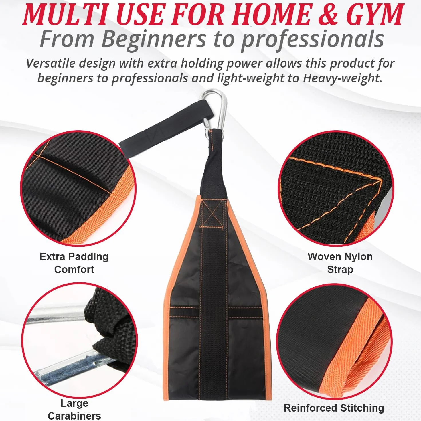 Taeku Szlufki na ramiona do treningu brzucha 1 para, trwałe Ab Straps Slings drążek do podciągania trener brzucha, fitness do 200 kg, obciążenie do drzwi i drążka gimnastycznego (pomarańczowy)