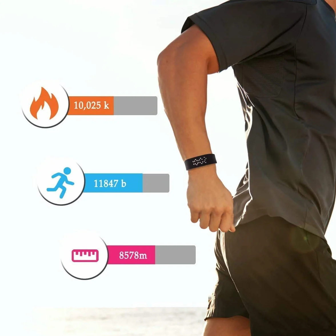 Krokomierz i krokomierz, łatwa obsługa, bransoletka fitness z zegarkiem, licznikiem kalorii, krokomierzem, bez funkcji Bluetooth, monitorowanie aktywności, licznik kalorii, pomiar bez aplikacji do biegania, kolor czarny