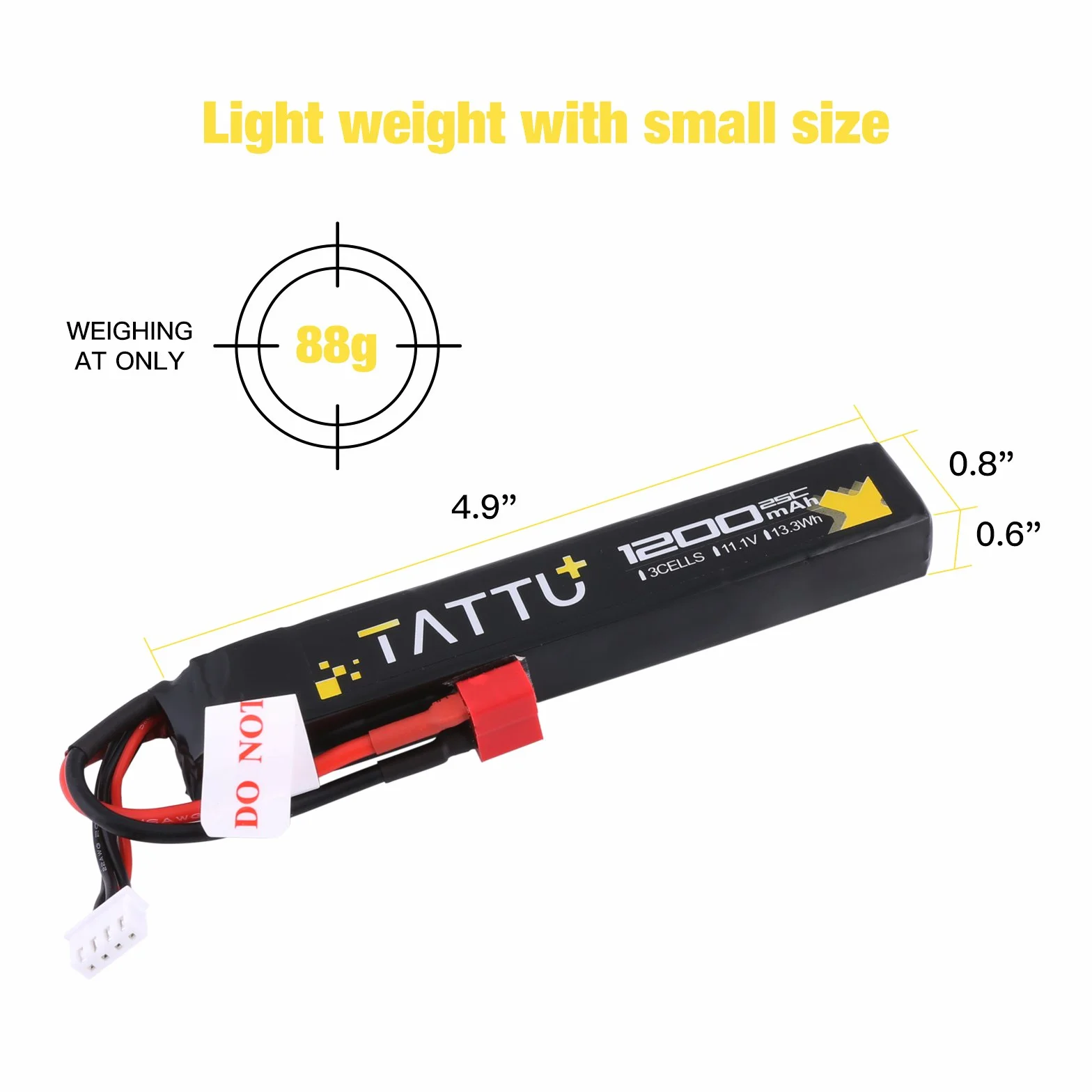 TATTU 11.1V LiPo Akumulator Airsoft Stick 3S 1200mAh 25C z złączem Deans