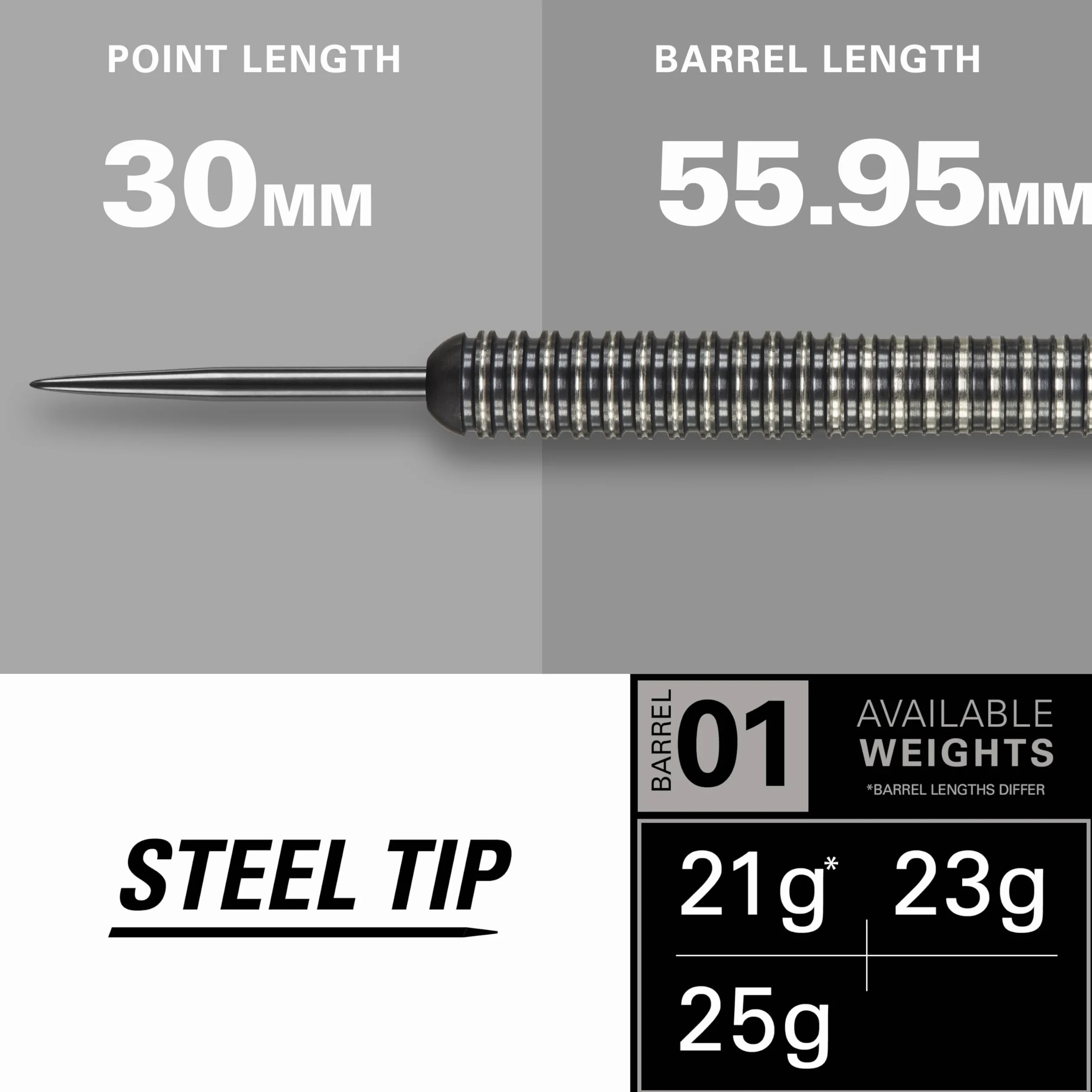 Target Darts Phil Taylor Power 8-Zero 1 Black Steel Tip Darts, 80% Tungsten Dart Set, P8Z1, 21G/23G/25G | Player Edition Darts with Fixed Points | Black Darts Case Included
